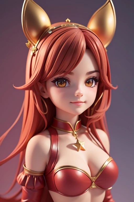 Beautiful female succubus head, Disfraz de reno, en globo de nieve, sonrisa suave, Lindo retrato de cuerpo entero, figura esbelta de pie, Personaje de dibujos animados, medieval, Renderizado 3D, symatic lighting, Trazado de rayos. Rojo crujiente, luz radiante, navidad misteriosa, (la mejor calidad, 8k, high resolusion, tmasterpiece:1.2), caprichoso, (cielo lleno de estrellas, la estrella del norte brilla).