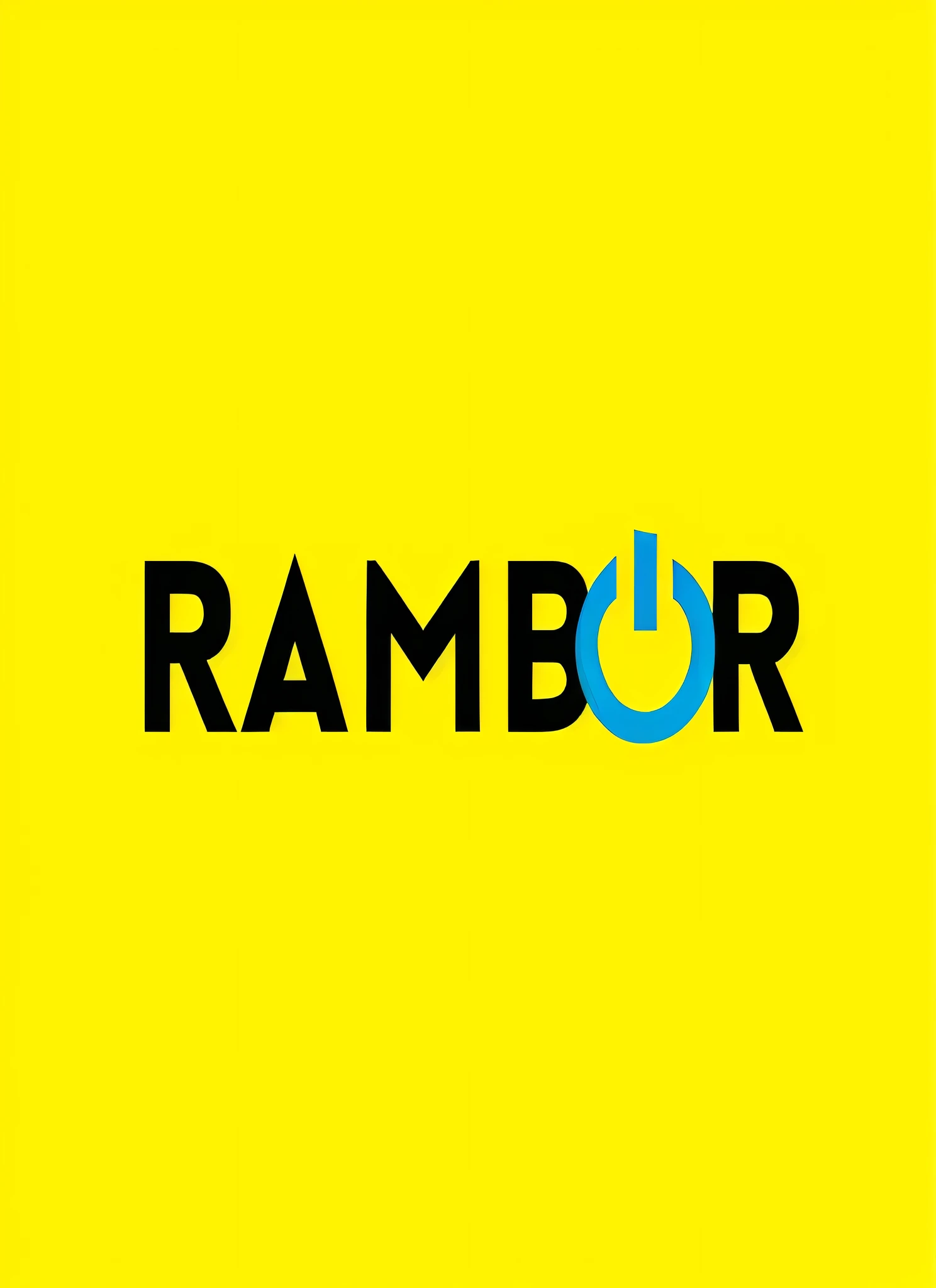 um close de um fundo amarelo com um logotipo preto e azul, Rambo, Divagar, Sheep robot, Directed by: Ramon Silva, estimar, borracha, Rampas, Directed by: Francesco Raibolini, Branch cinematic lighting, logotipo para uma rede social, Rembrandt Lighting 35mm, number r, Rabbt_character, Rembranlt, logotipo arredondado, Rembrandt Lighting