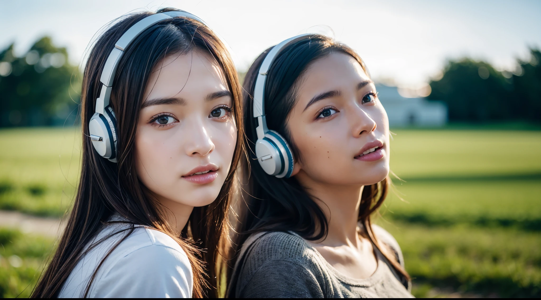 dressed, (photo realistic:1.4), (hyper realistic:1.4), (realistic:1.3), (smoother lighting:1.05), (increase cinematic lighting quality:0.9), 32K, 1girl,20yo girl, realistic lighting, backlighting, light on face, ray trace, (brightening light:1.2), (Increase quality:1.4), (best quality real texture skin:1.4), finely detailed eyes, finely detailed face, finely quality eyes, (tired and sleepy and satisfied:0.0), face closeup, t-shirts with headphones, (Increase body line mood:1.1), (Increase skin texture beauty:1.1)