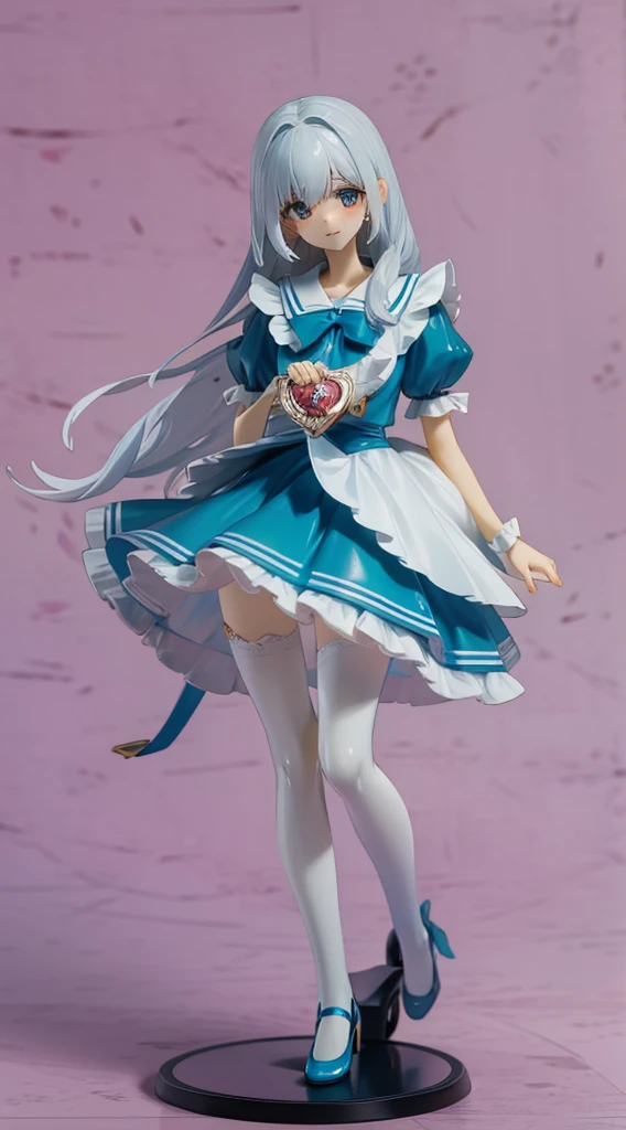 Real View,Ultra Miniature Paintings,Barbie,Transparency,shy crying face,Very pretty girl, Slender big,teats,Red ribbons,Silvery hair,thin waist,Transparent vinyl sailor blouse,Transparent vinyl micro miniskirt rolled up,Lace panties,sitting on,Inside the treasure chest,Toy section,