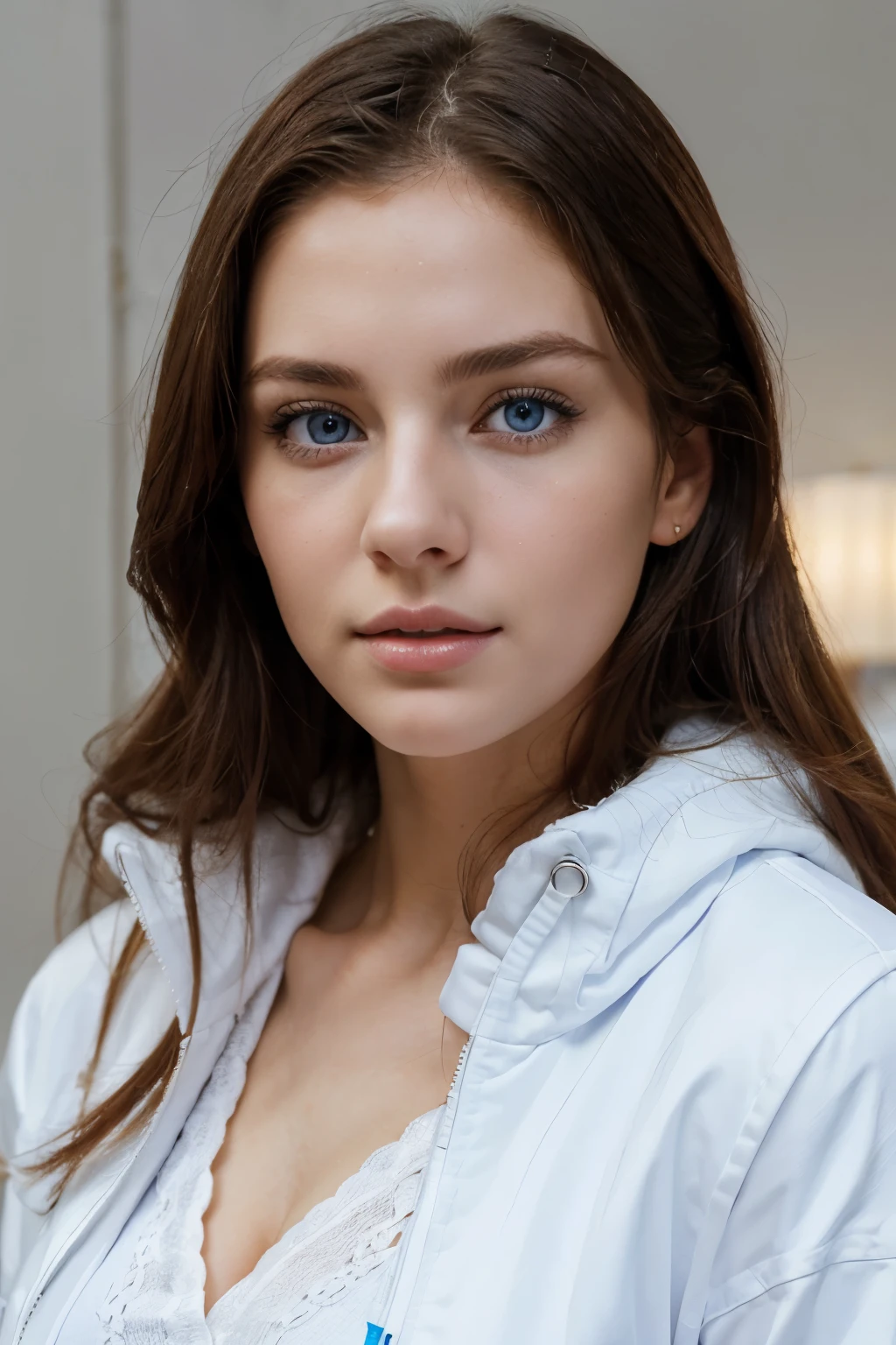 Arafed woman in a white jacket and blue eyes poses for a photo, Beautiful female face, Beautiful female model, Beautiful face portrait, young beautiful woman, gorgeous face portrait, Attractive beautiful face, beautiful young woman, attractive female face, beautiful young face, very beautiful young woman, beautiful portrait photo, Beautiful face and flawless skin, attractive female face!!!