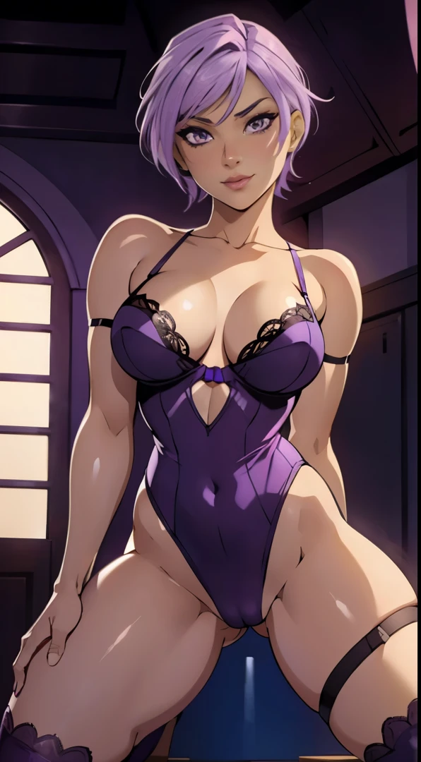 (sabine wren), (hd)), ((8k))), ((sexy)), ((purple and white hair)),(((Amazing tits))), seductive eyes, 8k, Suavemente iluminado, Intimo exquisito detalle, intrincadamente detallado, rewarded photography, small-catchlight, facial-symmetry, cinematic background, cleavage, medium breasts, (((sexy lingerie))), ((purple pubic hair)), , sexy legs, ecchi, nipples, smirking, legs spread, cameltoe