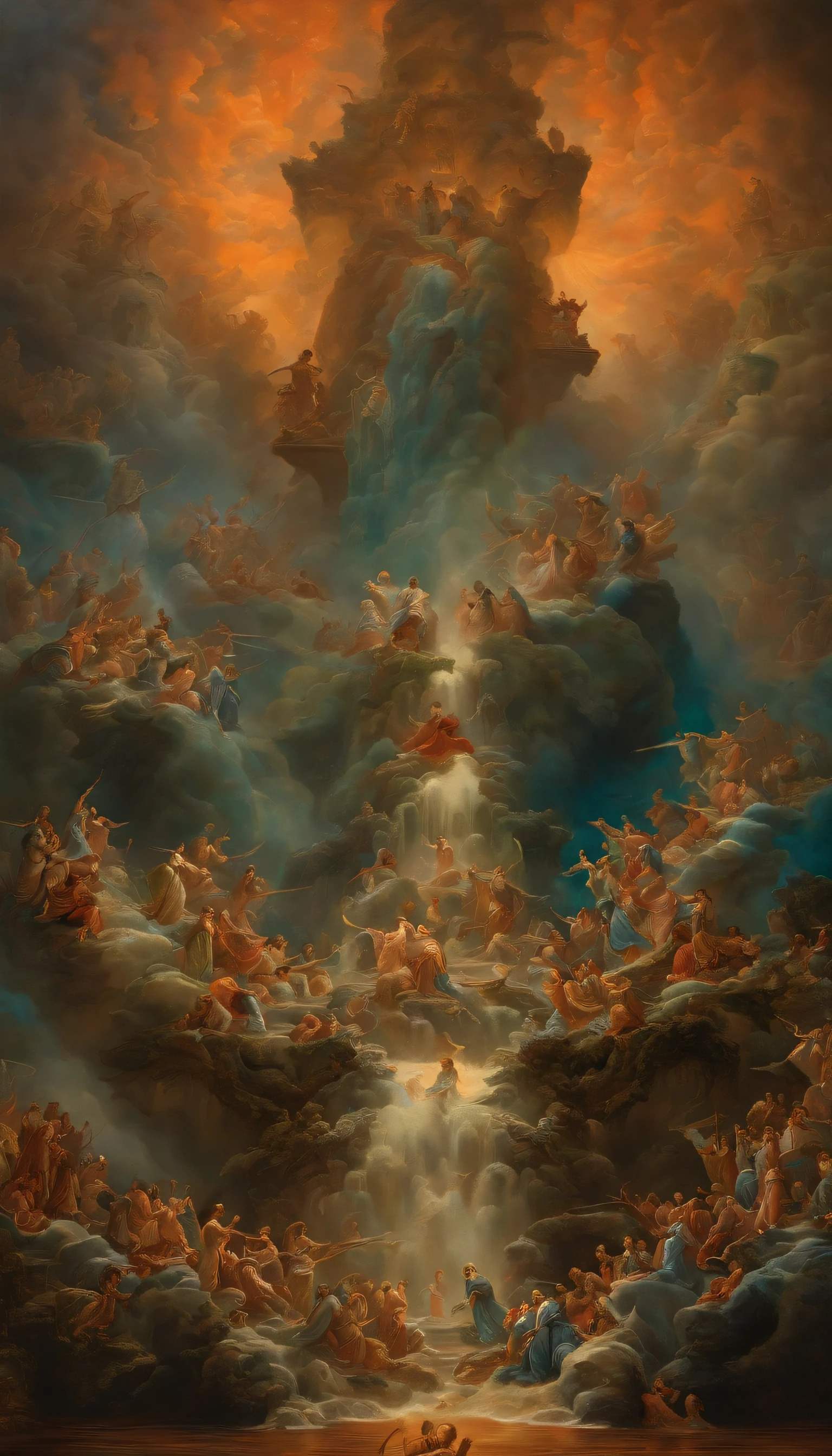 "Inspired by the theatrical style of British Artistically artist John Martin《The Last Judgment》Artistically."