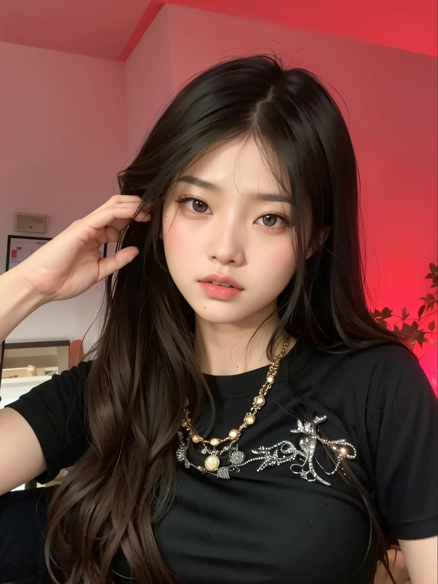 Arafed asian woman with long black hair and a black shirt, jennie blackpink, portrait of jossi do blackpink, cruel korean goth girl, jossi do blackpink, Ulzzang, Parque Roseanne do Blackpink, Jinyoung Canela, menina coreana, Gongbi, young cute wan asian face, Jaeyeon Nam, wan adorable korean face, Lalisa Manobal