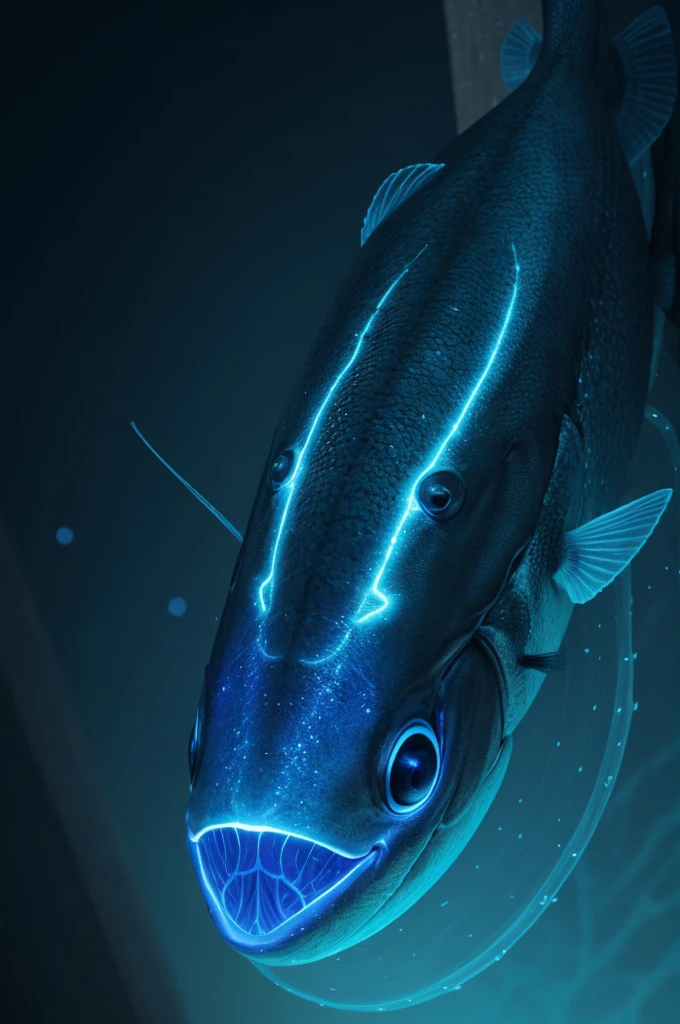 BlackLight Art, Bioluminescence Deep sea fish, glowing, Bioluminescence, octane render, enhance, intricate, (masterpiece, Representative work, official art, Professional, unity 8k wallpaper:1.3)