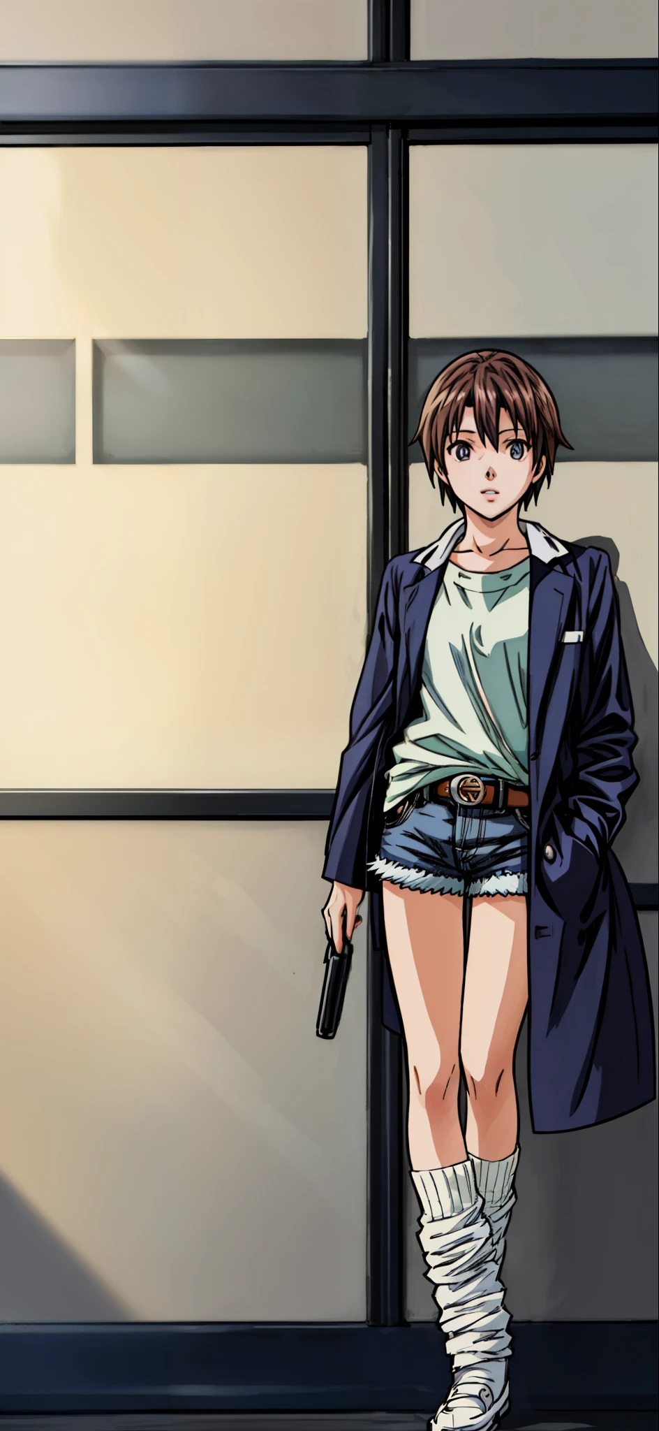 (best quality,4k,8k,highres,masterpiece:1.2), ultra-detailed, (realistic,photorealistic,photo-realistic:1.37), a girl in a meadow, wearing a white shirt and blue shorts, beautiful detailed eyes, beautiful detailed lips, extremely detailed eyes and face, long eyelashes, realistic anime 3D style, smooth anime CG art, digital rendering by Makoto Shinkai, moe anime art style, photorealistic rendering of an anime girl, Makoto Shinkai style, cute anime girl visual, realistic young anime girl, fanart of a girl, created in an anime artist's studio.