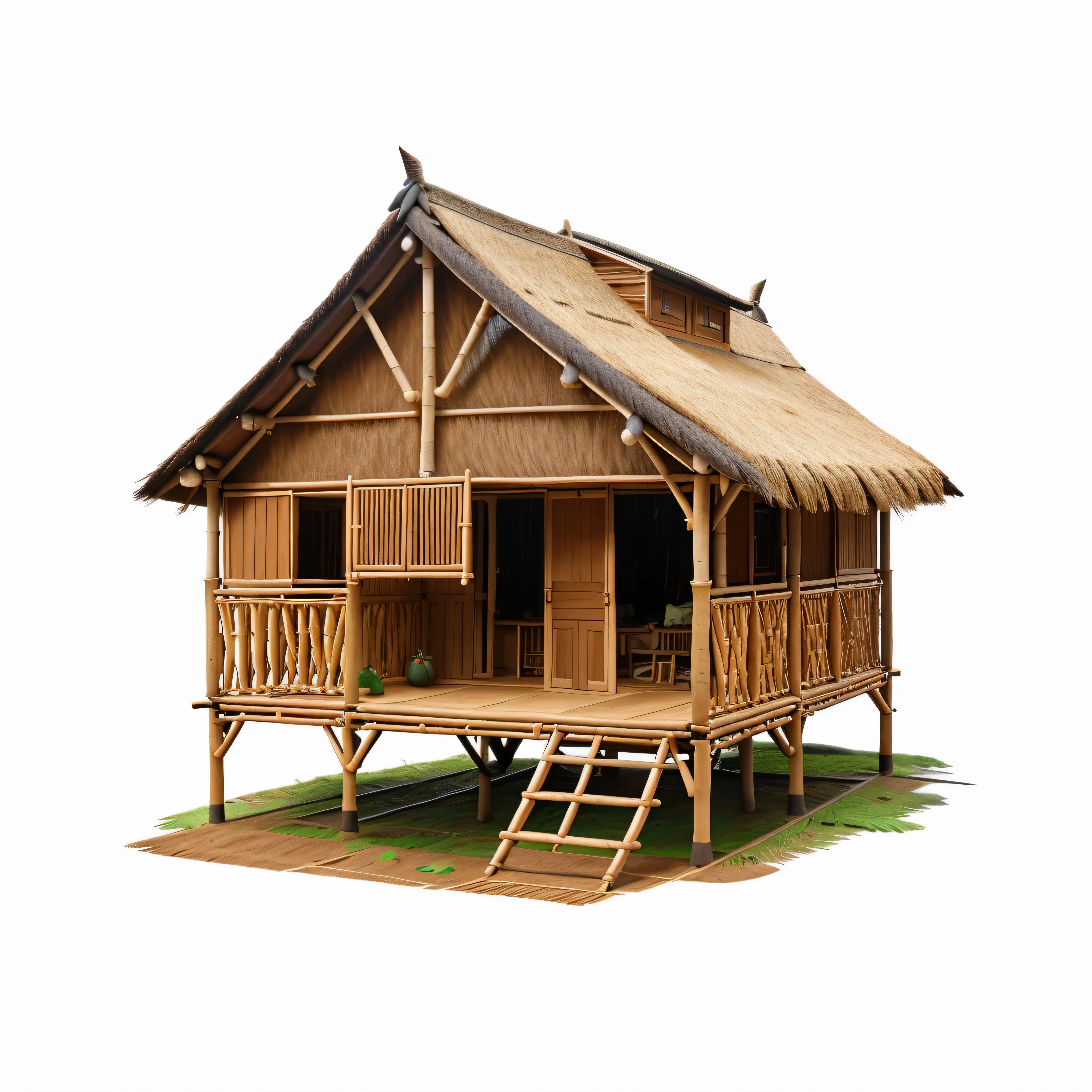 2D of a there is a small hut with a thatched roof and a table, hut, bamboo huts, tribe huts in the jungle, wooden house, flat illustration, wooden cottage, longhouse, makeshift house, highly detailed illustration.”, detailed 2d illustration, house illustration, thatched roof, flat, illustration
