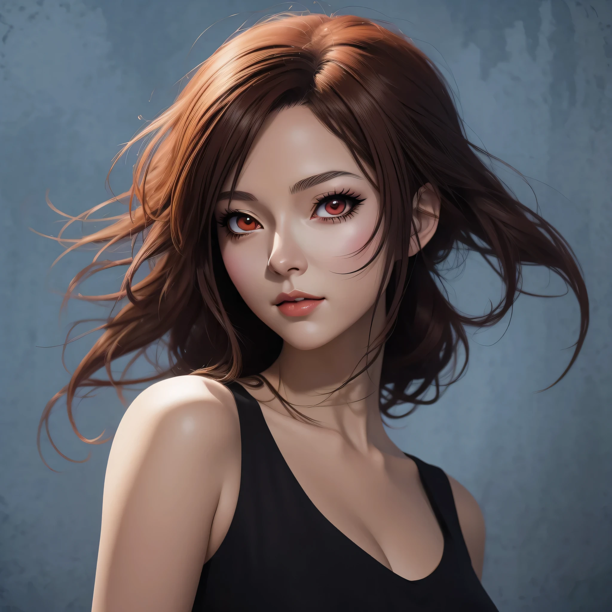 anime girl aux cheveux rouges et haut ???? regardant la caméra, Artgerm et Atey Ghailan, Art d’anime numérique, Réalisé avec anime painter studio, portrait anime fille, Beau portrait d'Anime, Illustration d’anime numérique, Style d’art d’anime réaliste, Portrait de style anime, peint dans un studio de peintre d’anime, Art numérique de style anime, Style Artgerm, Portrait de fille d’anime
