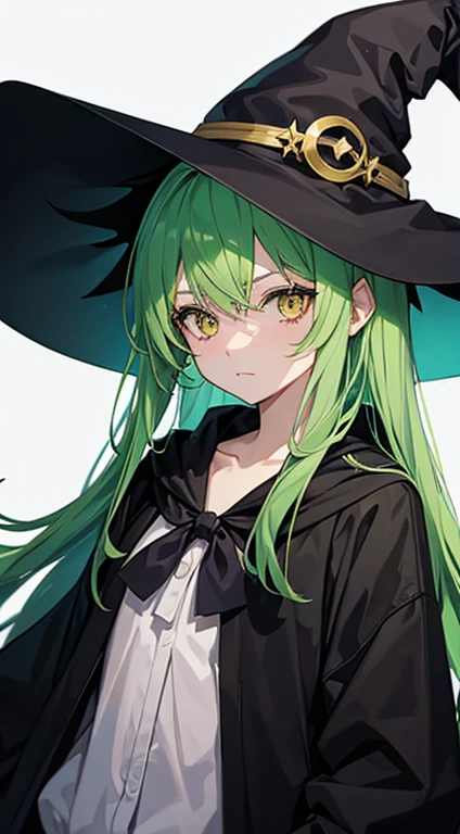 Anime Witch With Green Hair And Yellow Eyes