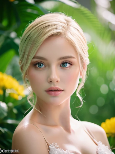 Immerse yourself in the elegance and sophistication of a beautiful blonde girl with seductive glowing green eyes. Utilizing 3D technology and 8K resolution Octane rendering、Creates an ultra-realistic depiction of her detailed face. Intricate sharp details and smooth rendering style, Combination with cinematic studio delighting, Make this artwork a true masterpiece. Get ready to make a splash with ArtStation becoming a trendsetter in the digital art community.wedding dress