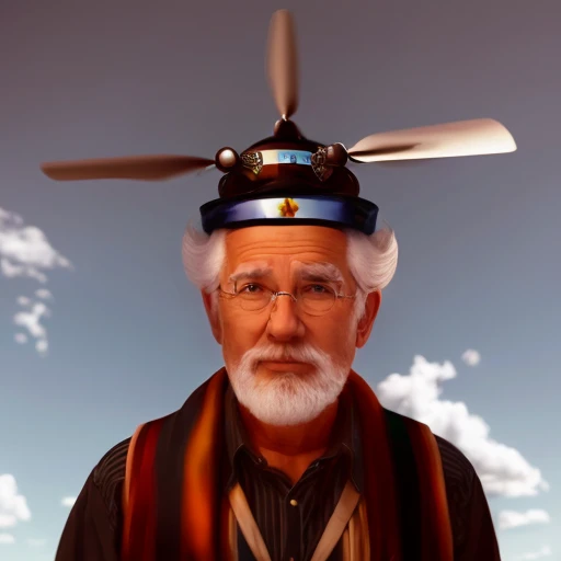 white man, a propeller on top of his head, tuxedo, bow tie