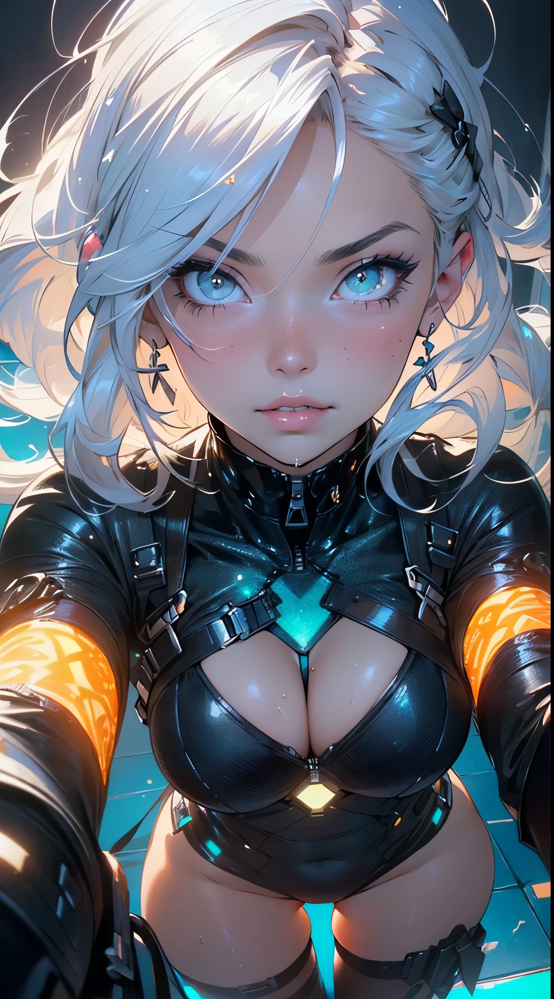 (beautiful arab identical twins in middle of composition:1.5),(black long hair:1.5), detailed and intricate, featuring high-tech, art by (((Syd Mead, Masamune Shirow))), (very enormous breast:1.7),(((aqua_eyes:1.3))) ,intricate eyes,beautiful detailed eyes,symmetrical eyes,
shiny latex is black,latex stockings,revealing clothing,show skin,(((lustrous skin:1.5,bright skin: 1.5,skin tanned,shiny skin,very shiny skin,shiny body,plastic glitter skin,exaggerated shiny skin,illuminated skin,wet legs))), shiny lips, very big ass,inflated legs, thick thighs,(symmetrical detailed face:1.7),toned, sexy, nsfw,
(centered,scale to fit dimensions,Rule of thirds),
cyberpunk city by the ocean at night, with bright neon signs and dark stormy clouds and puddles, scenery:1.25,nighttime, starry night, cosmos,Very dark night that makes the neon lights stand out, very bright neon lights,nighttime, starry night, cosmos,
artistic photography,(photography taken by sldr),highres, sharp focus,(ultra detailed, extremely detailed), (photorealistic artwork:1.37),(extremely detailed CG unity 8k wallpaper),((synthwave background theme)),(((vibrant colors))),intricate,(intricate background),(masterpiece),(best quality),perfect rendered face,perfect face details,realistic face,photo realistic,analog style,((intricate detail)),(((realism))),