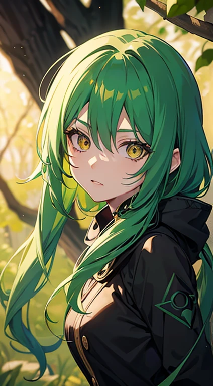 Anime Snake  Witch With Green Hair And Yellow Eyes