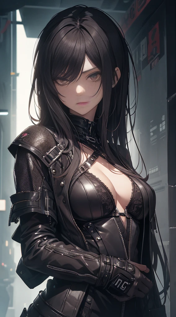 photo of top girl cyberpunk art,gothic art,extremely high quality RAW photograph,detailed background,intricate,Exquisite details and textures,highly detailed,ultra detailed photograph,warm lighting,4k,sharp focus,high resolution,detailed skin,detailed eyes,8k uhd,dslr,high quality,film grain,