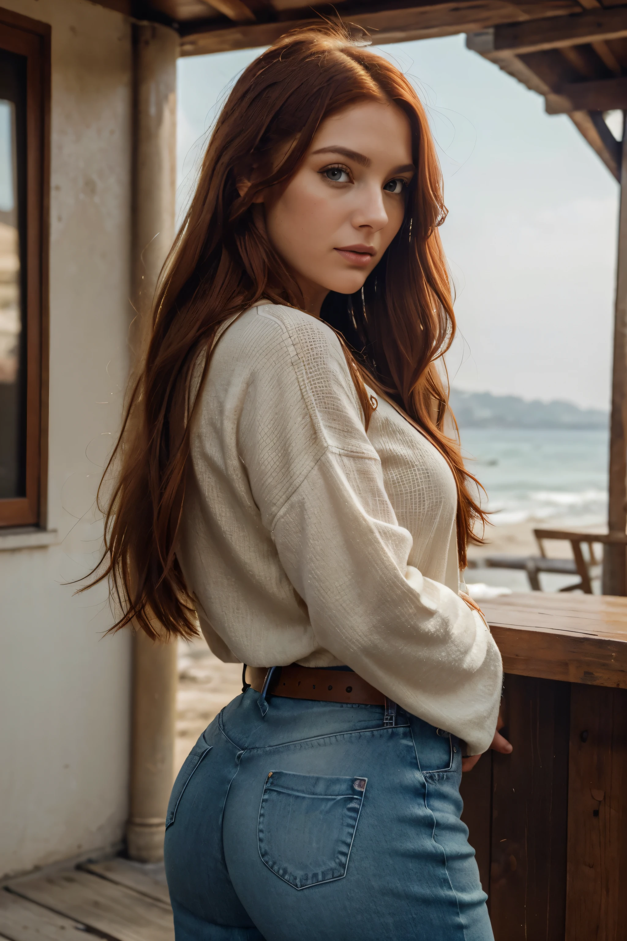 huge eyelashes, white dress,legs wearing jeans,A beautiful European red hair woman in izmir, filled with smoke and distant fire. Her hazel eyes are big and heavy. Expression of awe and excitement. "A photorealistic portrait of a 35-year-old girl with long, flowing red hair and striking hazel eyest. She should have a natural, approachable expression and be illuminated by soft, golden-hour sunlight. The background should be a scenic outdoor setting, perhaps a sunlit beach. Capture this image with a high-resolution photograph using an 50 mm lens for a flattering perspective."hyper realistic, ultra detailed photograph of a french Do-it-yourself woman, the woman is facing the camera depth of field, HOF, hall of fame, detailed gorgeous face, apocalyptic environment, natural body posture, professional photographer, captured with professional DSLR camera,huge eyelashes, green dress,ass wearing jeans,A beautiful European red hair woman in istanbul, filled with smoke and distant fire. Her hazel eyes are big and heavy. She wears a winter jacket, partly burned. Expression of awe and excitement. "A photorealistic portrait of a 35-year-old girl with long, flowing red hair and striking hazel eyest. Girl of 210,000 years ago: modern human presence in southeast Europe l, in the style of photorealistic portraiture, uhd image,beach, rustic scenes, natural textures, office clothing, realistic details, stone age costumes, natural skin, (cinematic 1.2, film grain:1.1)