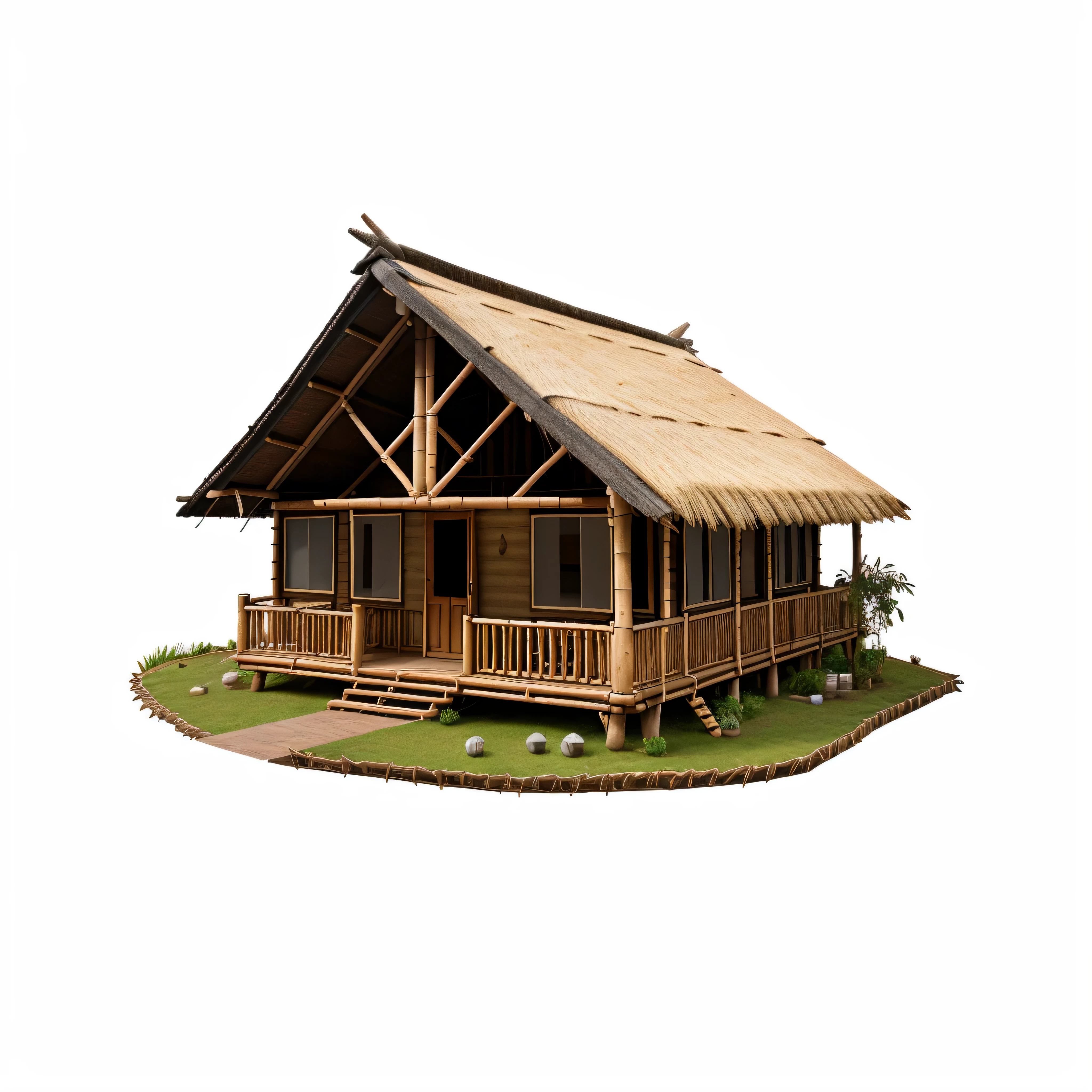 2D of a there is a small hut with a thatched roof and a table, hut, bamboo huts, tribe huts in the jungle, wooden house, flat illustration, wooden cottage, longhouse, makeshift house, highly detailed illustration.”, detailed 2d illustration, house illustration, thatched roof, flat, illustration