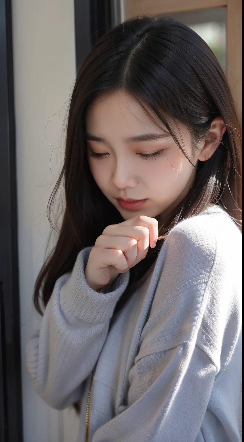 (masterpiece),(best quality),extremely detailed CG unity 8k wallpaper,upper body,1girl,white sweater,cum on face
