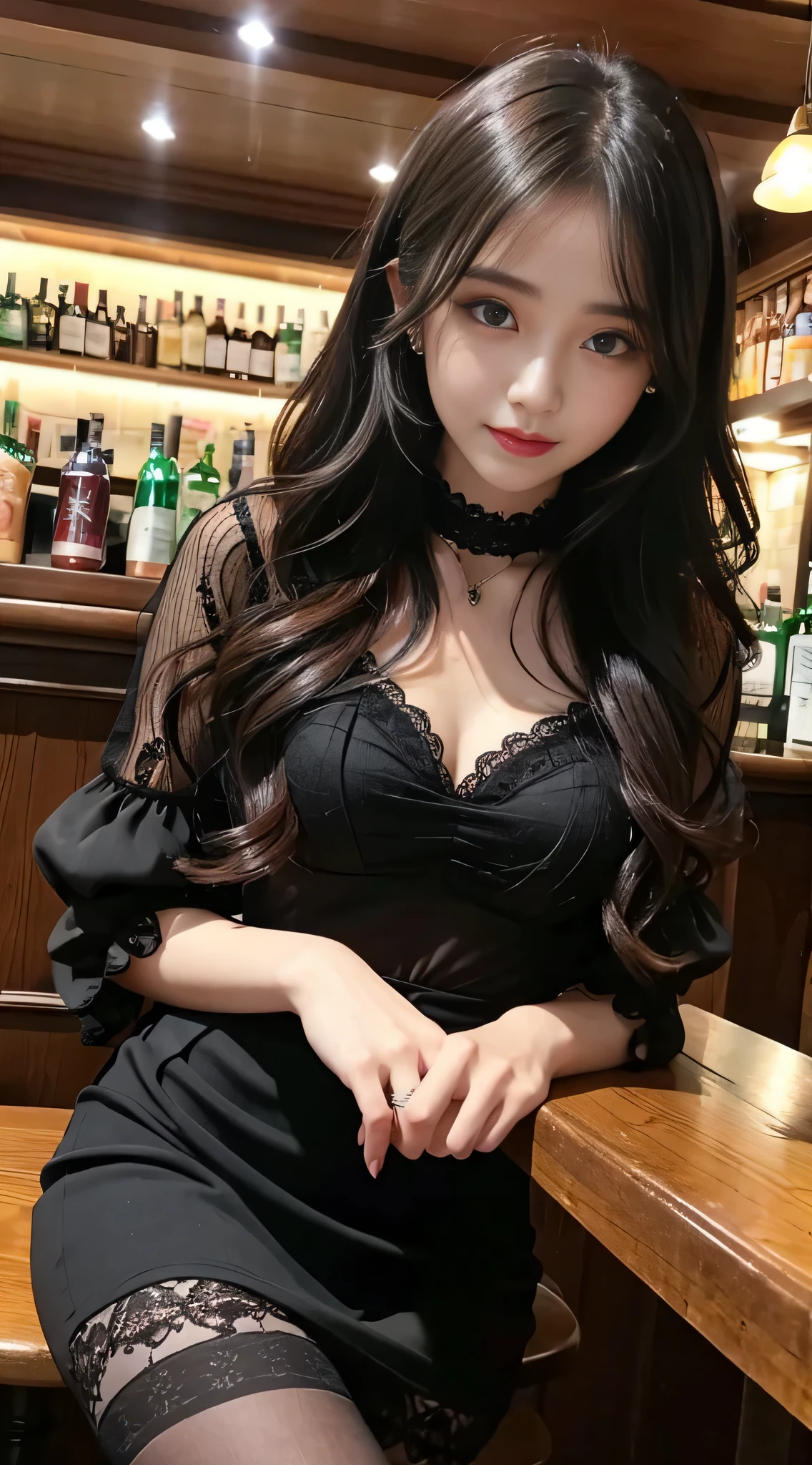 LTRA Details、Fascinating beauty、Dainty woman、Piercing eyes、Cool Girl、Wavy Hair、Suit、Black chiffon dress、Wide sleeves、flered skirt、Black pantyhose、Evil Female Executive、Evil Fall、brainwash、lacy fabric、Glossy legs、black lipstick、Lip gloss、Smirk、wickedな表情、Suspicious look、Hollow eyes、wicked、Reaching out、Arms up、In the pub、Palm forward、vomit bodily fluids、Pendants