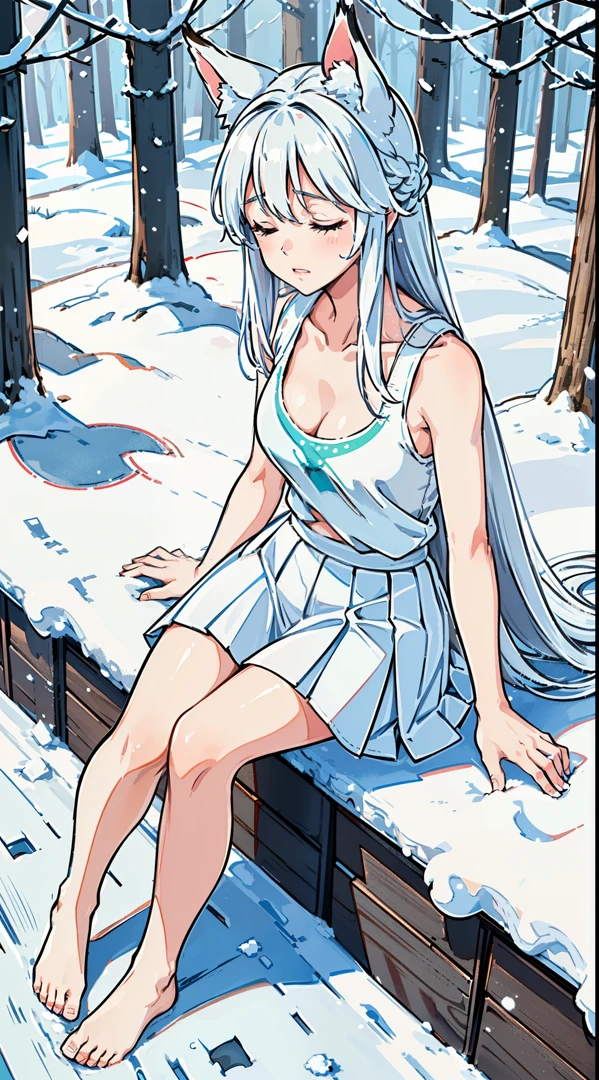 ((masterpiece, best quality, extremely detailed, absurdres)), in snowy mountain, dynamic angle, 1girl, light blue long hair, ahoge, big smile, open mouth, (snowboarding:1.4), speedy, (completely :1.5), large brea
