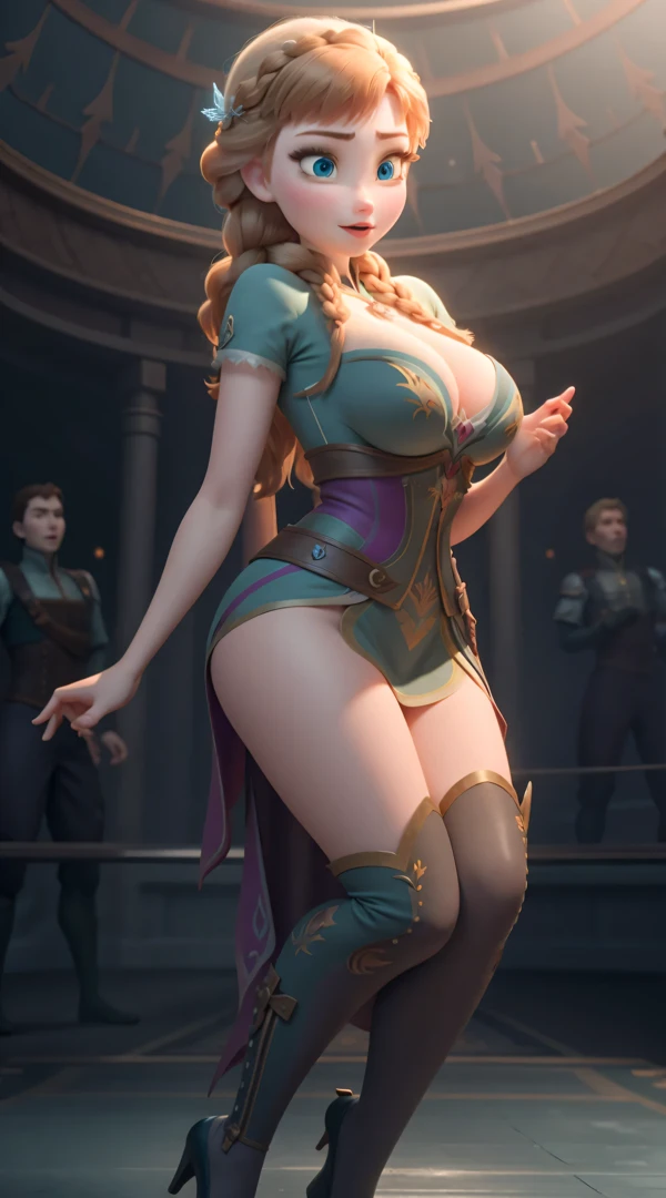 Photo of Anna of Arendelle as a sky instructor, full body sky outfit, action: skying, Anna from Disney Frozen movie, tall and sexy, superb face, perfect body, provocative, Nice, show breasts, huge breasts, tall, sexy legs, bursting huge breasts, wide hips, busty, sexy, enormous breasts, happy.