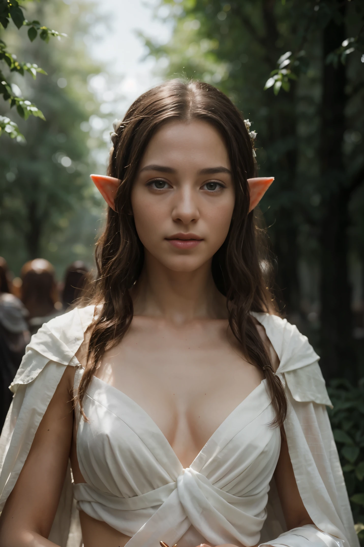 photoportrait of pretty 20years old elf girl,with white cloth,((from the lord of the ring movie)),detailed skin,hyperrealistic,good texture,highly detailed,perfect lighting,perfect anatomy,UHD,8K