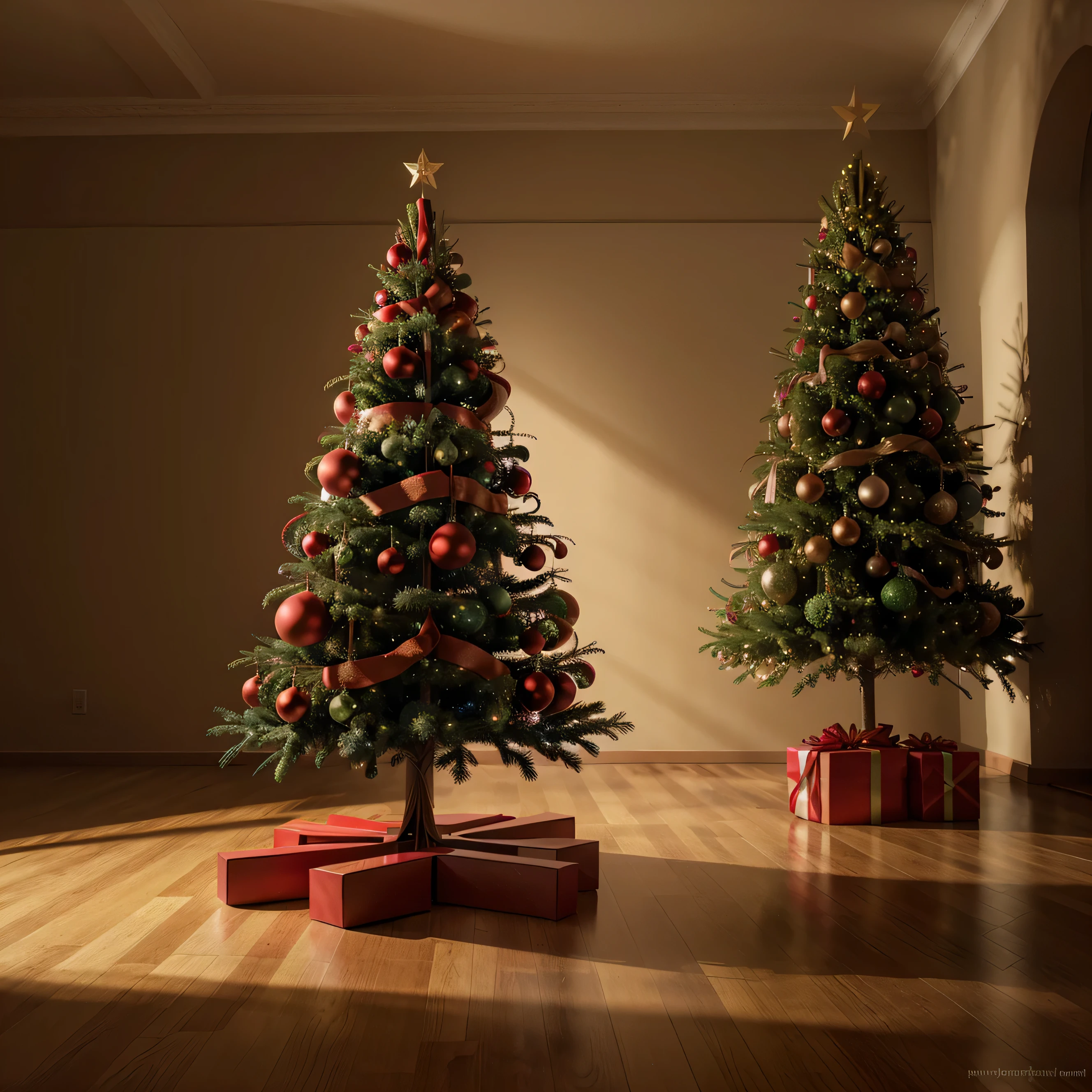 Art Christmas tree, Christmas tree in profile, Christmas tree, No background, hyper realisitc, Digital Art, super hd red items,