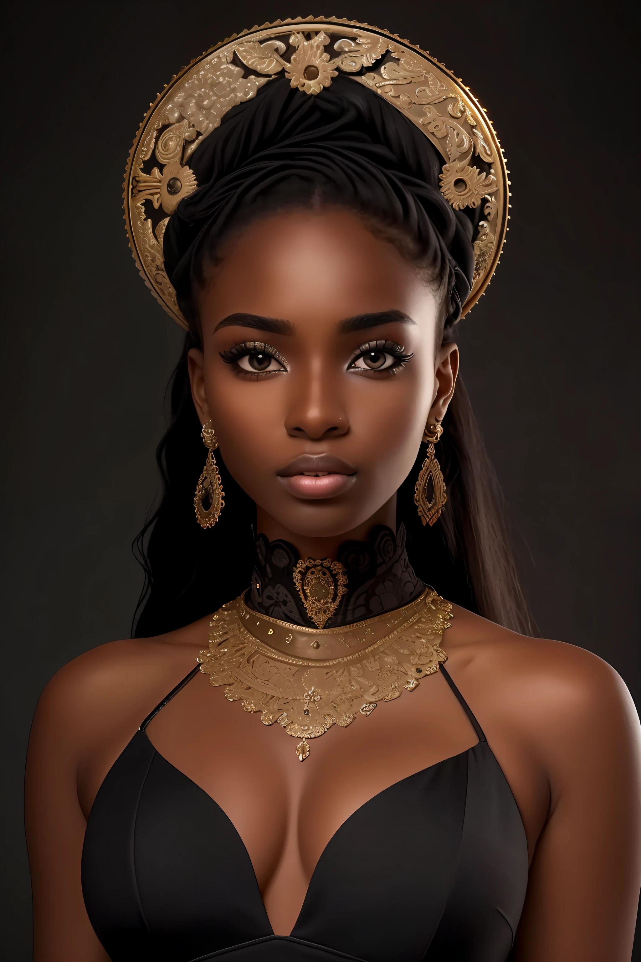 beautiful 20 year old black girl, Colombian from Cartagena, with fruits on her head in the style of the black palenqueras of Cartagena, dark skin, style, realistic, award-winning photo, (very detailed symmetrical eyes, fantastic eyes, intricate eyes: detailed background, high quality, perfect, ultra hd 8k cinematic lighting