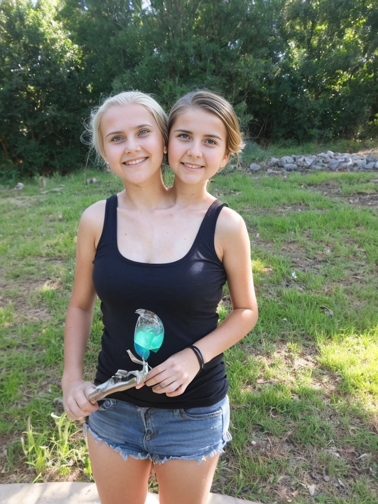 2heads, two headed girl, (a girl and a 13 year old (a blonde and a brunette:1.3)