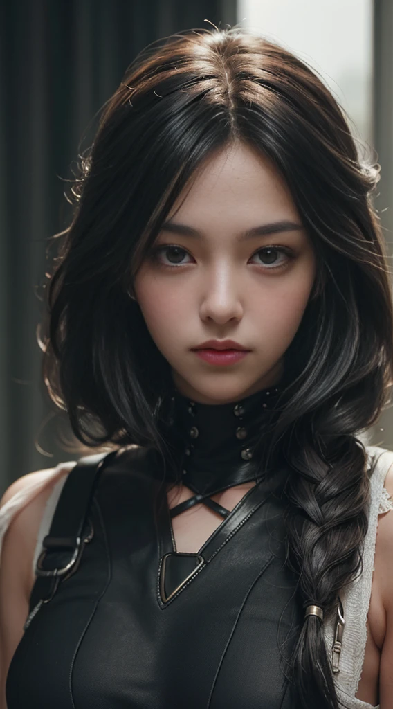 photo of top girl cyberpunk art,gothic art,extremely high quality RAW photograph,detailed background,intricate,Exquisite details and textures,highly detailed,ultra detailed photograph,warm lighting,4k,sharp focus,high resolution,detailed skin,detailed eyes,8k uhd,dslr,high quality,film grain,Full body photo