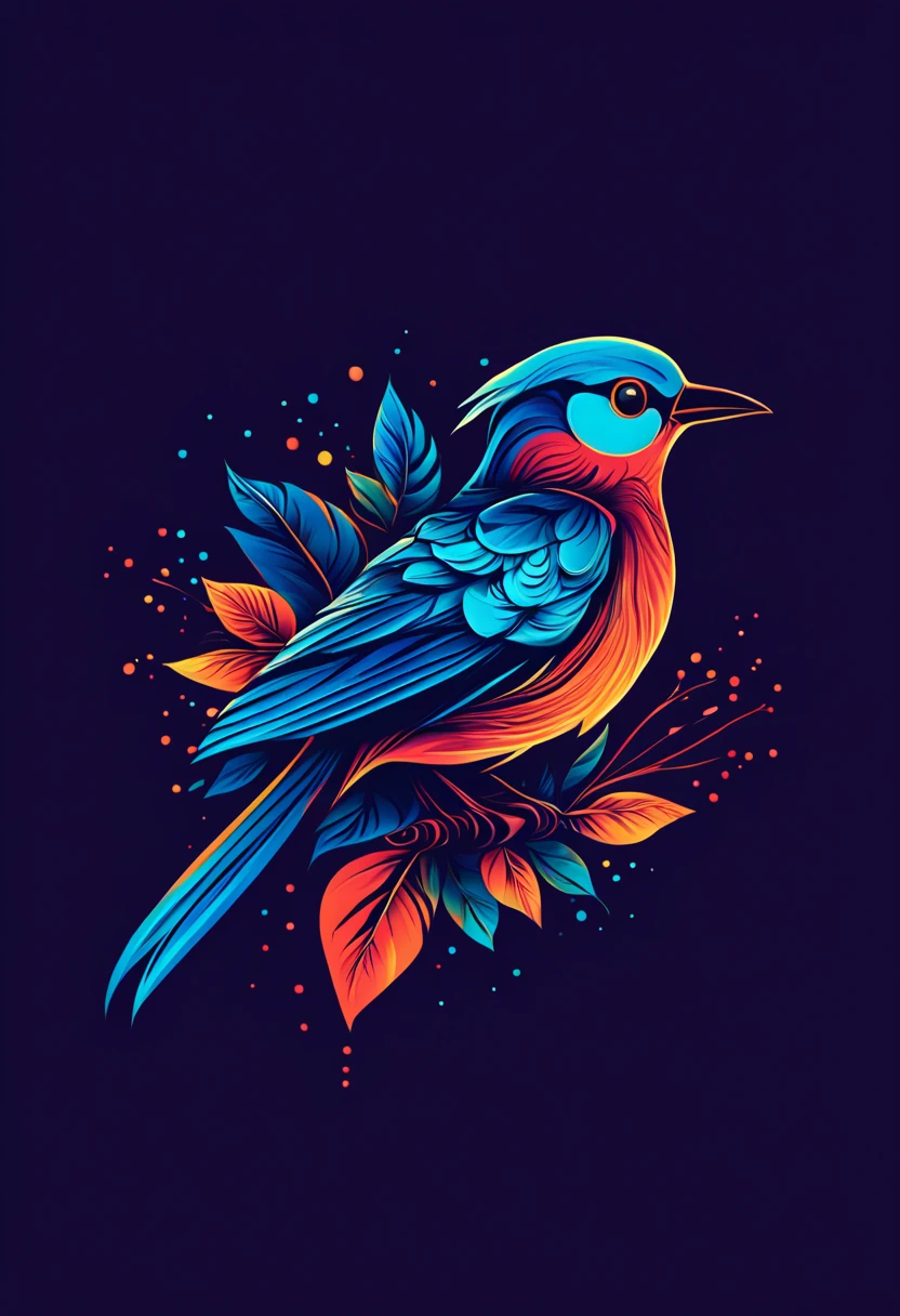 Generate a mesmerizing T-shirt image featuring a bird with an organic design style using SeaArt. Envision the bird with intricate patterns inspired by nature, blending seamlessly with abstract shapes. The color palette should evoke a sense of harmony and earthiness. Experiment with feather-like textures and fluid lines to create a visually striking composition. Aim for a balance between realism and artistic abstraction, allowing SeaArt's capabilities to shine in crafting a unique and captivating design.
