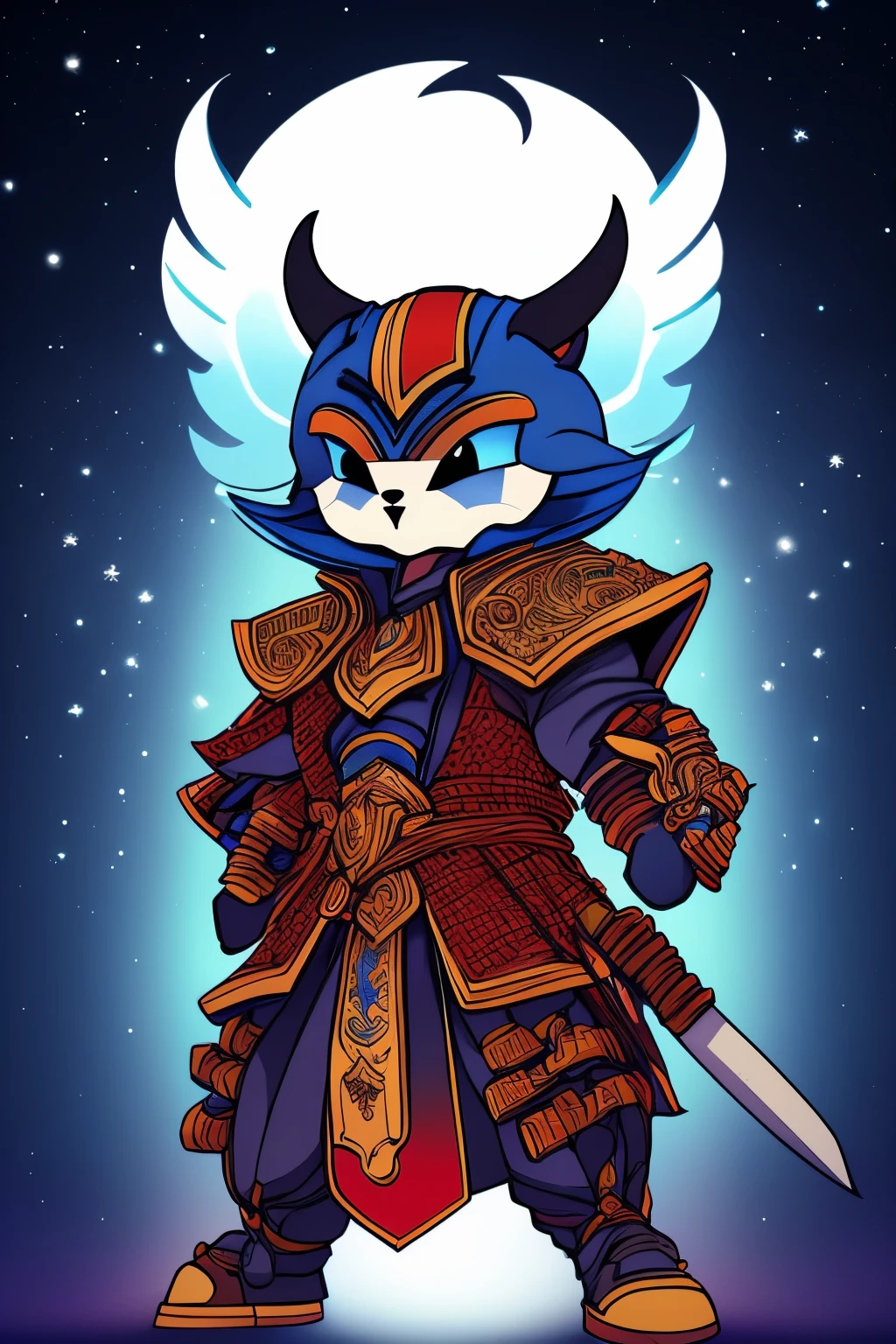 1character, vestindo uma armadura samurai azul, cabelo cor preto azulado, 8k, good shape, high details, high quality, digital art, rendering anime, UHD, criative