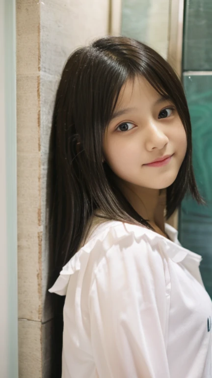 (masterpiece, Highest quality:1.2), 8k, 12才のFull nudityの女の子, 85mm,Official AR RAW Photos, スーパースリムなスレンダーbeautiful girl, (下Half BodyFull nudity、Short sleeve white shirt、Show me your ears、Naked girls photoshoot、Full nudity, Cute Face, close, Half Body, Biolace, Gardenia, beautiful girl, Slim thighs, Station platform、 Looking at the audience, No makeup, (Big smile), Film Grain, chromatic aberration, Sharp focus, Face Light, Bright lighting, 10 generations, Detailed face, Background blur,(((((())))))、((((((12才のFull nudity女子高生)))))、Narrow waist、Embarrassing pose、Shy and nervous girl、 Sad face