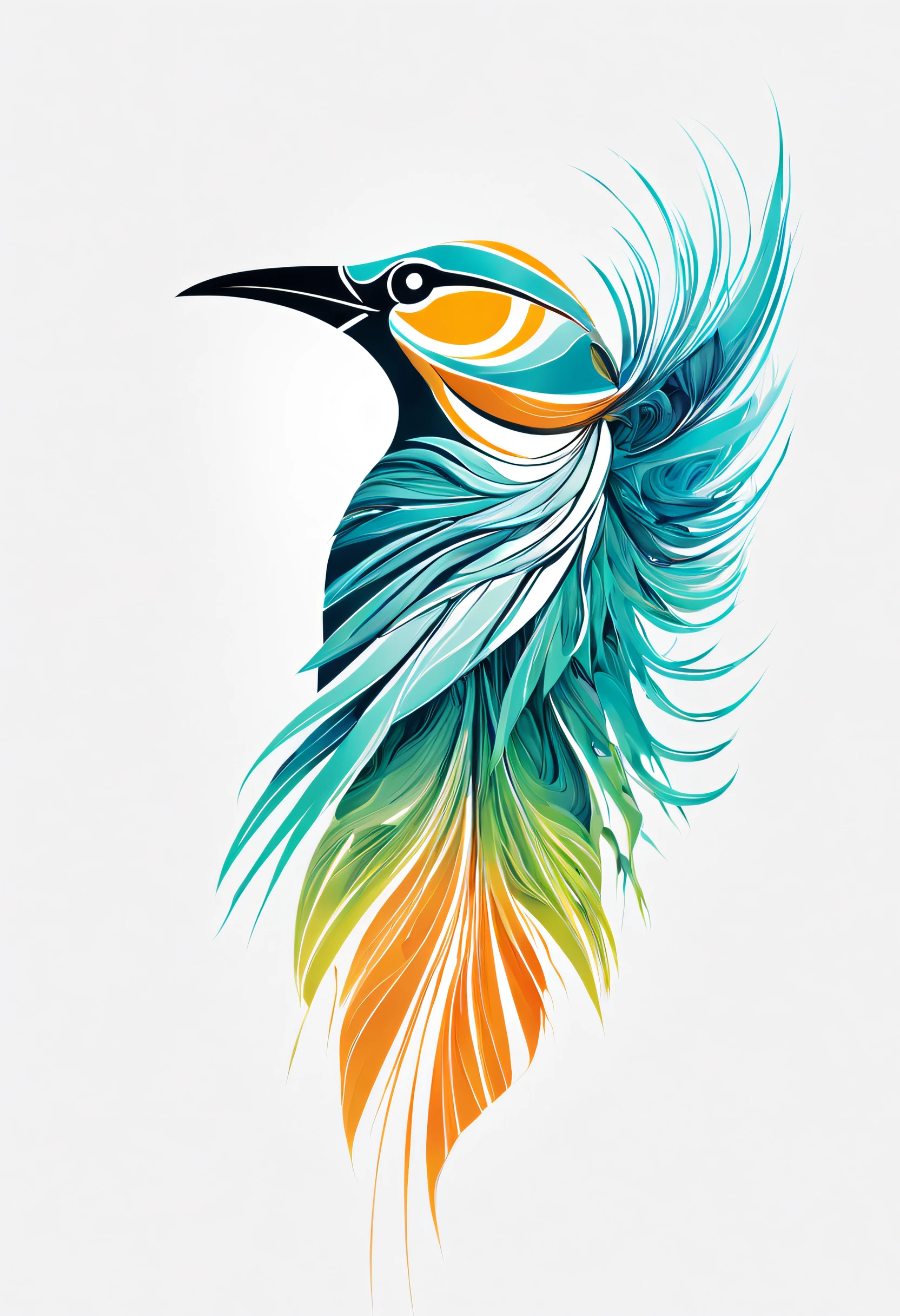 Generate a mesmerizing T-shirt image featuring a bird with an organic design style using SeaArt. Envision the bird with intricate patterns inspired by nature, blending seamlessly with abstract shapes. The color palette should evoke a sense of harmony and earthiness. Experiment with feather-like textures and fluid lines to create a visually striking composition. Aim for a balance between realism and artistic abstraction, allowing SeaArt's capabilities to shine in crafting a unique and captivating design.