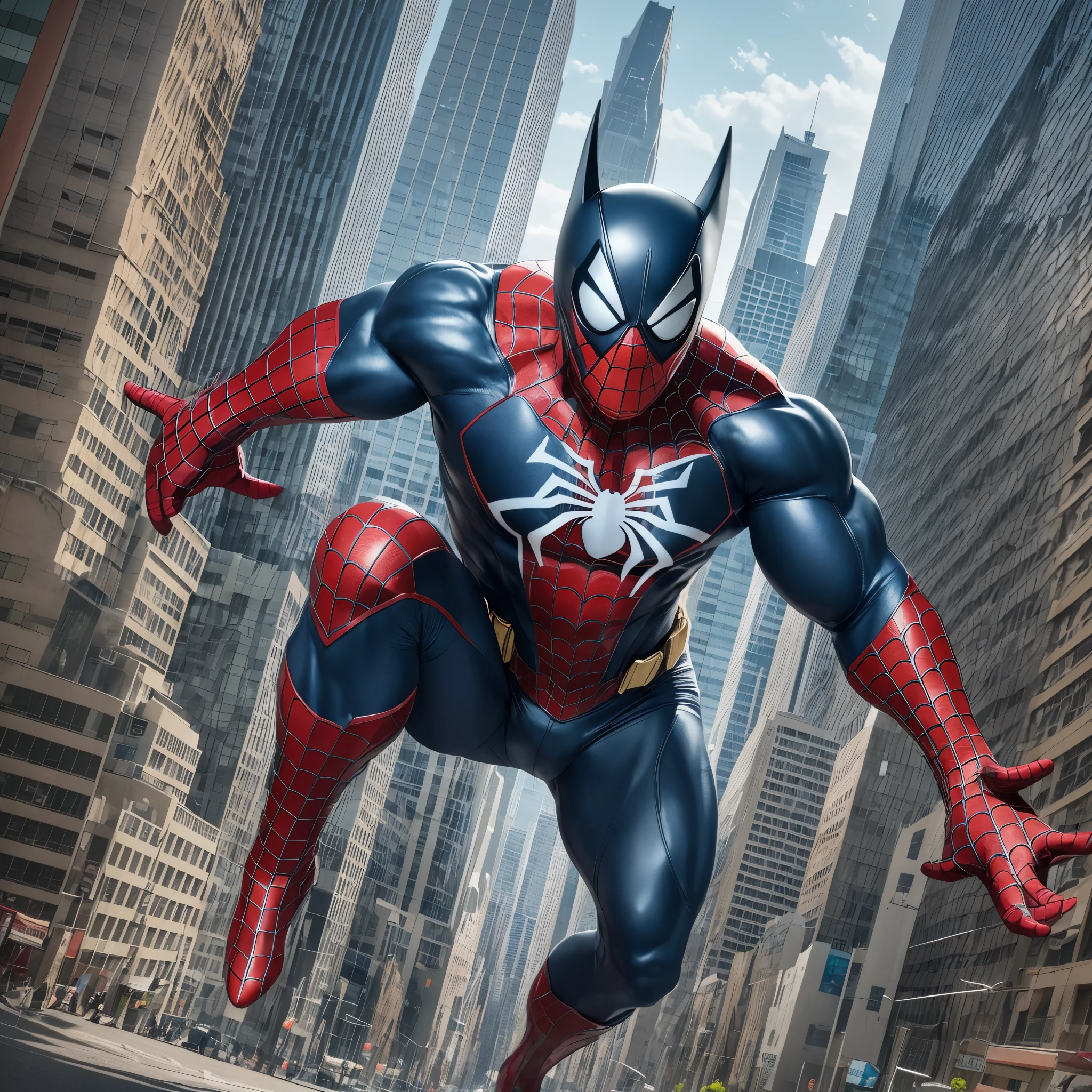 a 3d cinematic realistic fusion of spider man and batman --auto --s2