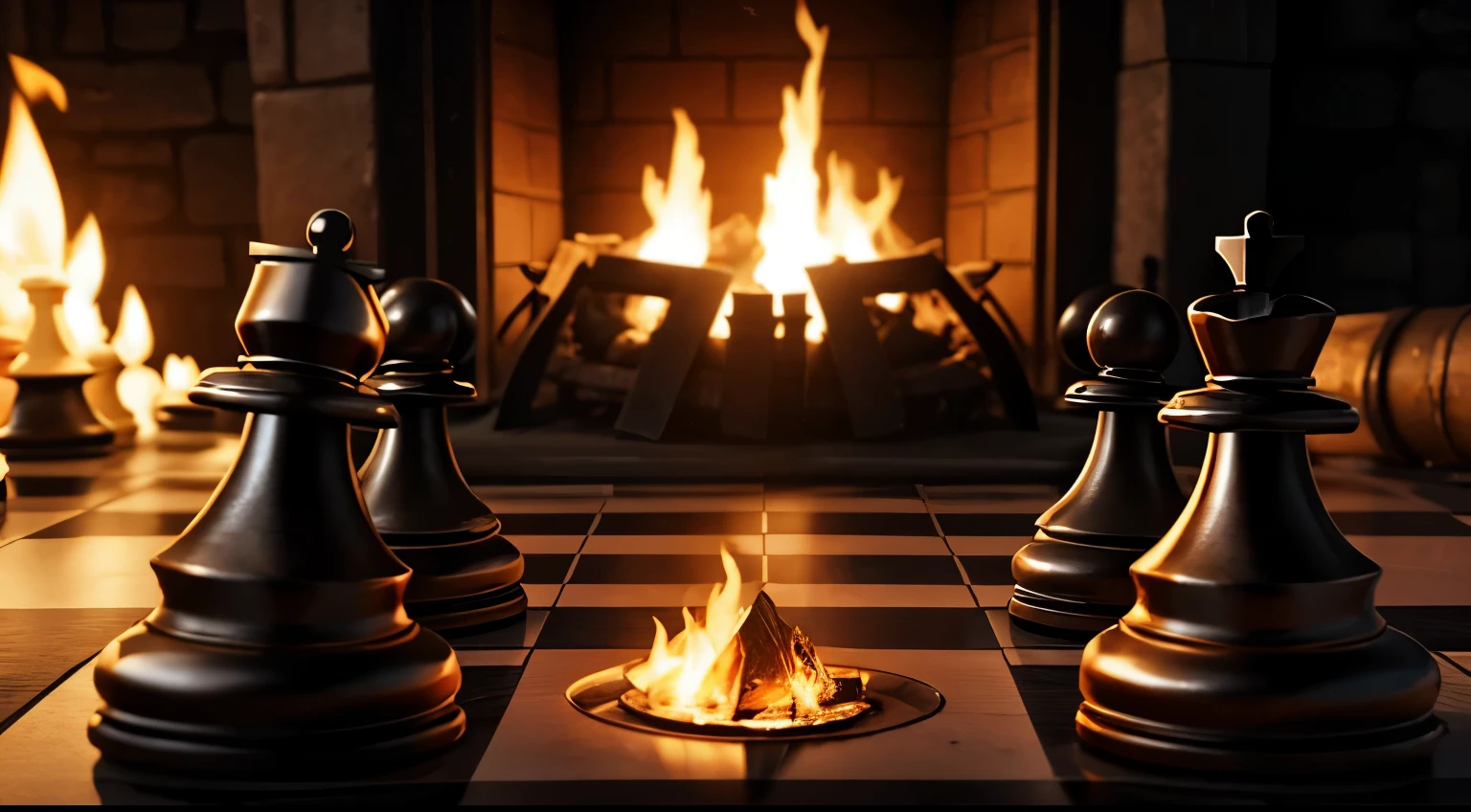 chess medieval witch hunt, witch burned on fire