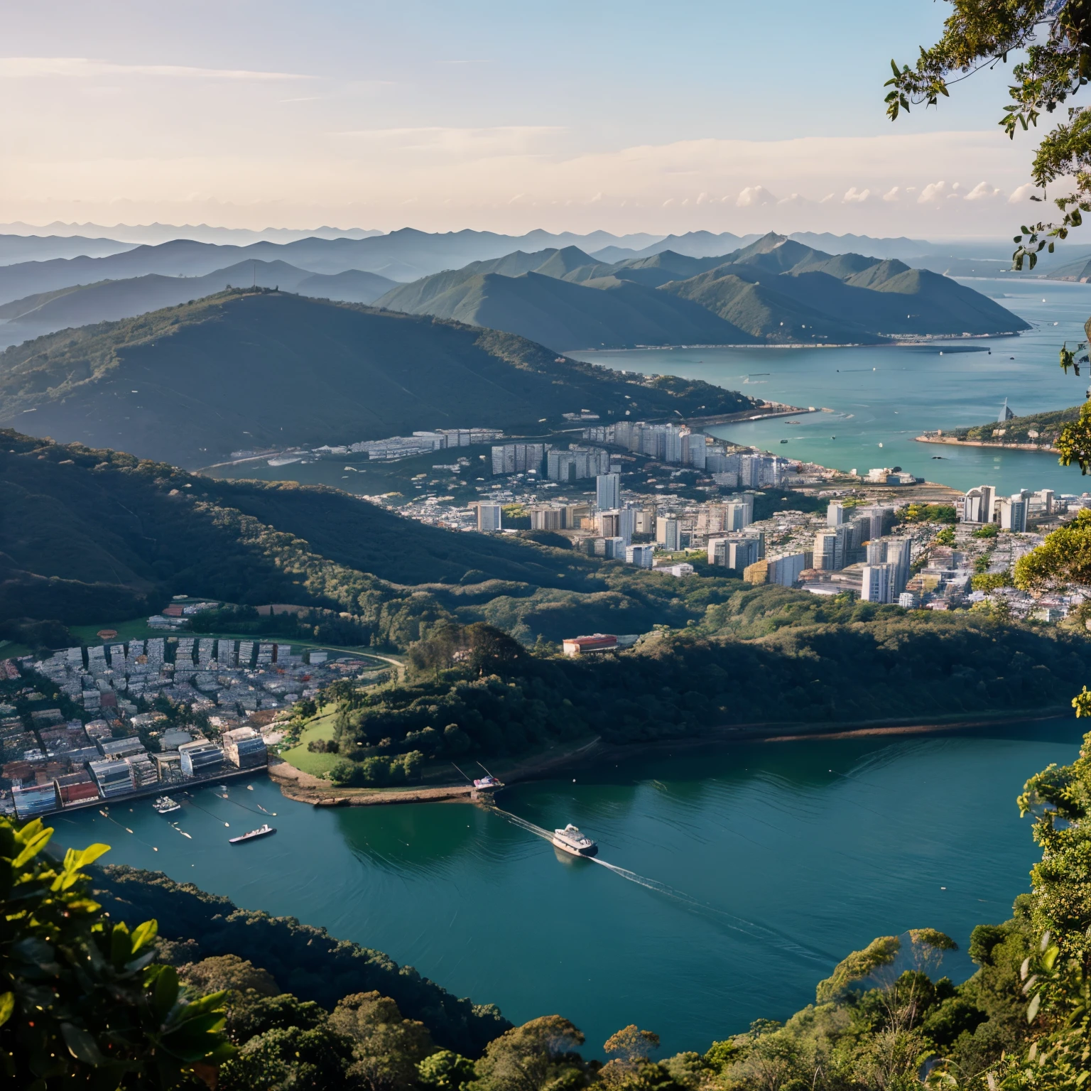 Forest, hills, city, Brazilian city, bay, small coastline