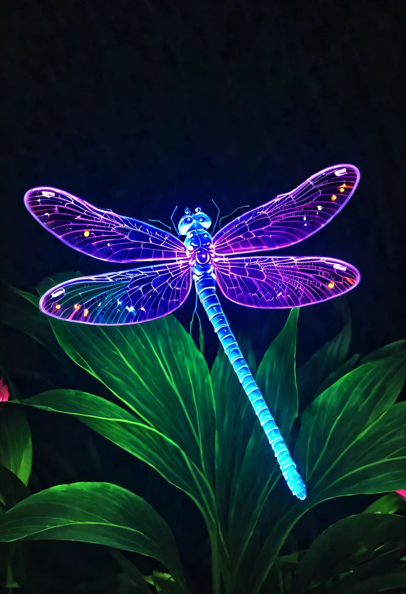(glowing dragonfly:1.5),natta,lotus flower