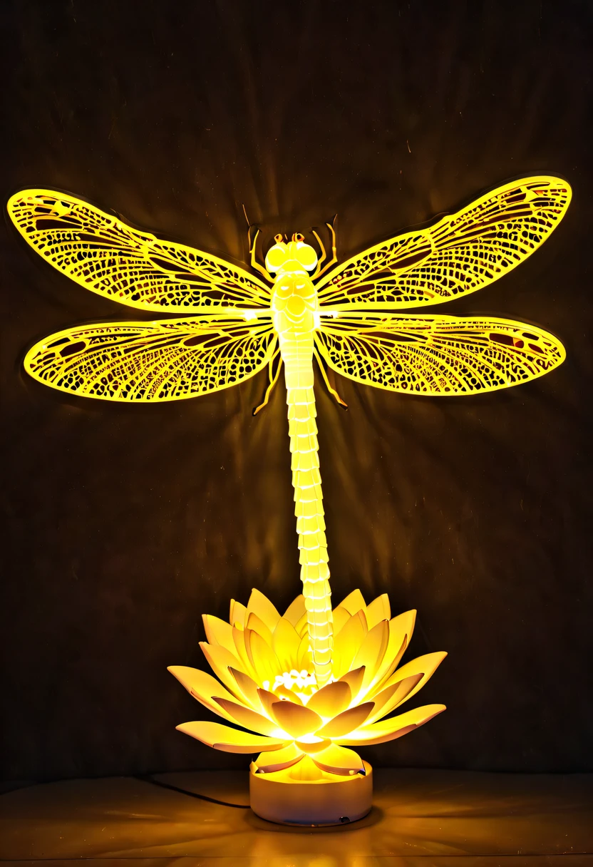 (glowing dragonfly:1.5)，natta，lotus flower