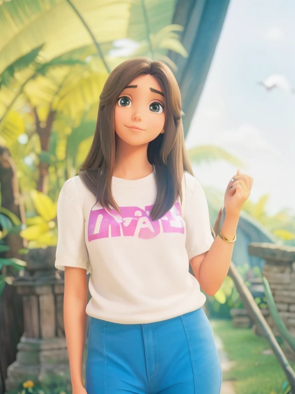 garota magra, medium straight hair, brown hair, olho castanho, branca, princesa, Rainbow, heaven, nuvens, sete anos
