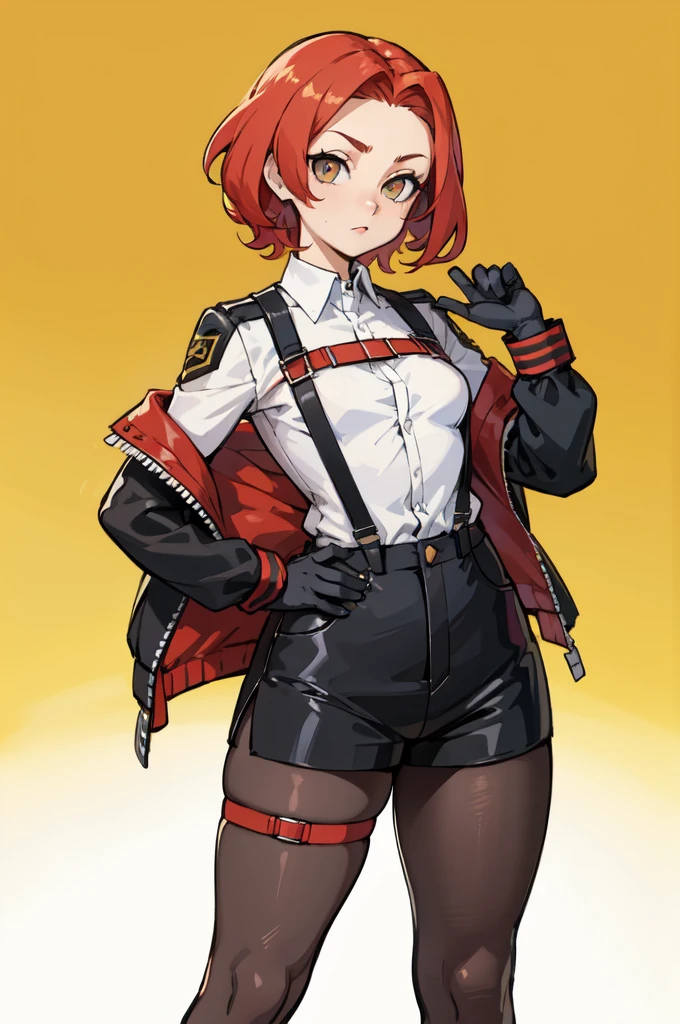Highly detailed, High Quality, Masterpiece, beautiful, PurahOutfit, <lora:PurahOutfit:0.8>, 1girl, solo, cowboy shot, light smile, hair ornament, gloves, hair stick, black gloves, red pantyhose, skirt, thighs, clothing cutout, cameltoe, headband, power \(csm\), sharp teeth, symbol-shaped pupils, cross-shaped pupils, <lora:Char_ChainsawMan_Power:0.9>
