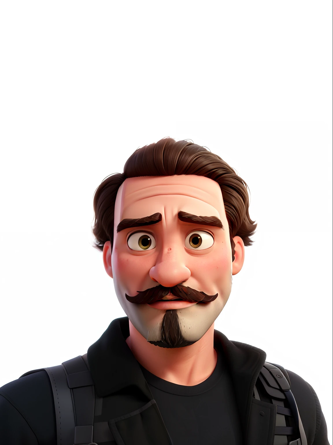 pixar 3d, nice moustache and some beard, looking straight, a calm appearance