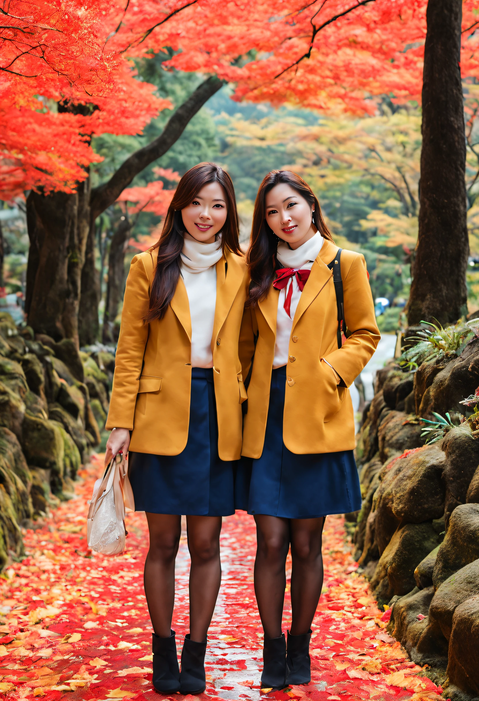 “Thai women explore Japan during the enchanting autumn season..” picture picture