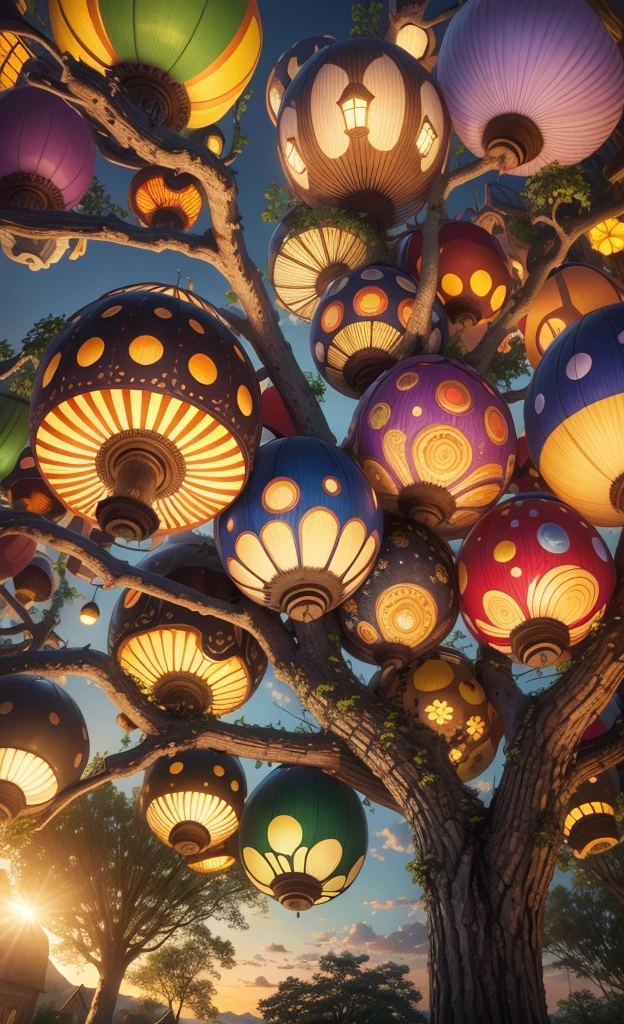 Light up the colorful large mushroom forest,World in a bottle,A fairyland-like hideaway,Colorful mushroom house,a fairy world,summer day,beachside,rios,tree house,Sunflower fields,lavender,mountain ranges,mountain peakig trees,a small medieval village, Italy, vila, Medieval town, medieval village, fantasy italy, quaint village, italian masterpiece, medieval coastal village, medieval town landscape、Cobblestone road、View from the street、Behold the