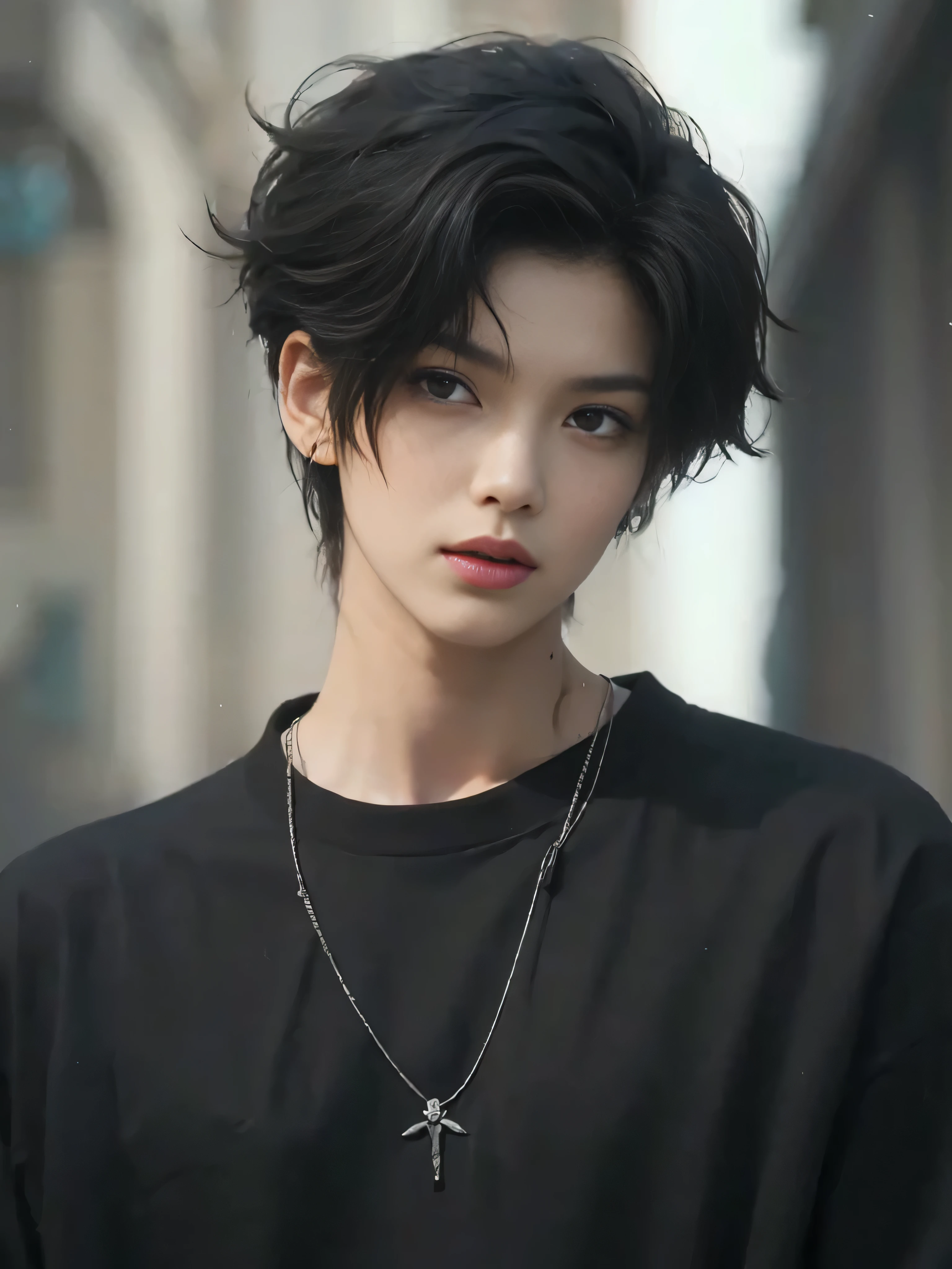Photorealsitic,delicate portrayal of facial features,Skin texture is clear,plethora of colors,Cinema Follows the Light,The photo is real,brown pupils,