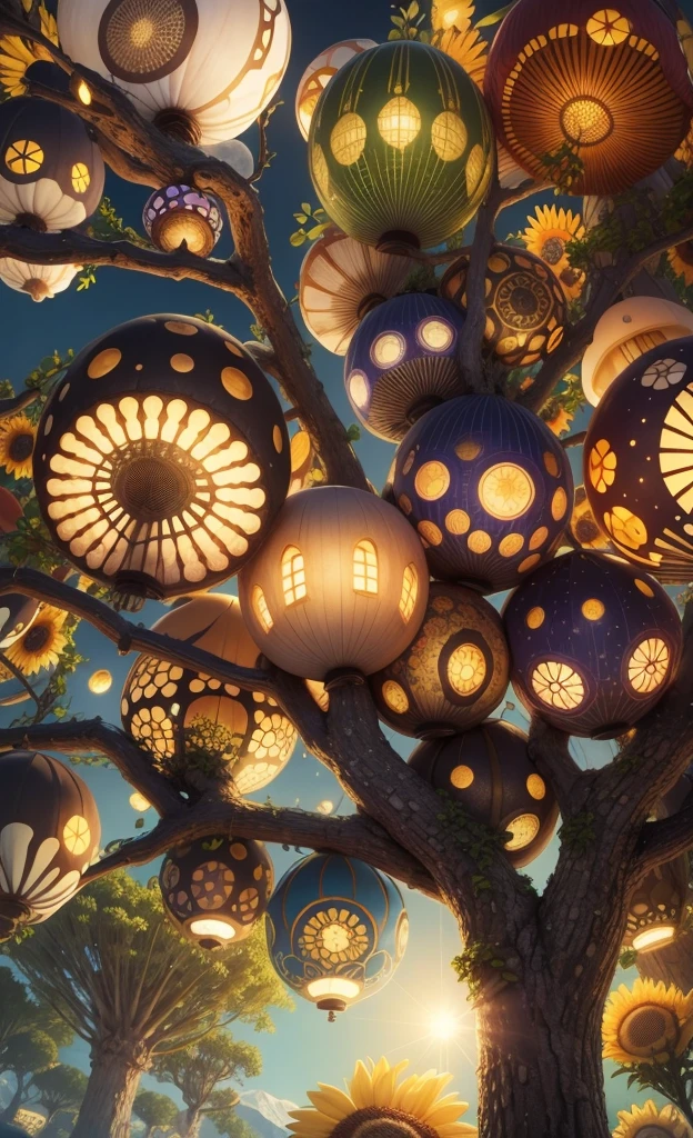 Light up the colorful mushroom forest,world in a bottle,A fairyland-like hideaway,Colorful mushroom house,a fairy world,夏天,Seafront,Rios,tree house,sunflower fields,lavender,mountain ranges,mountain peak tree,a small medieval village, Italy, Vera, medieval town, medieval village, 幻想Italy, quaint village, Italy杰作, medieval coastal village, medieval town景观、Cobblestone road、View from the street、Behold
