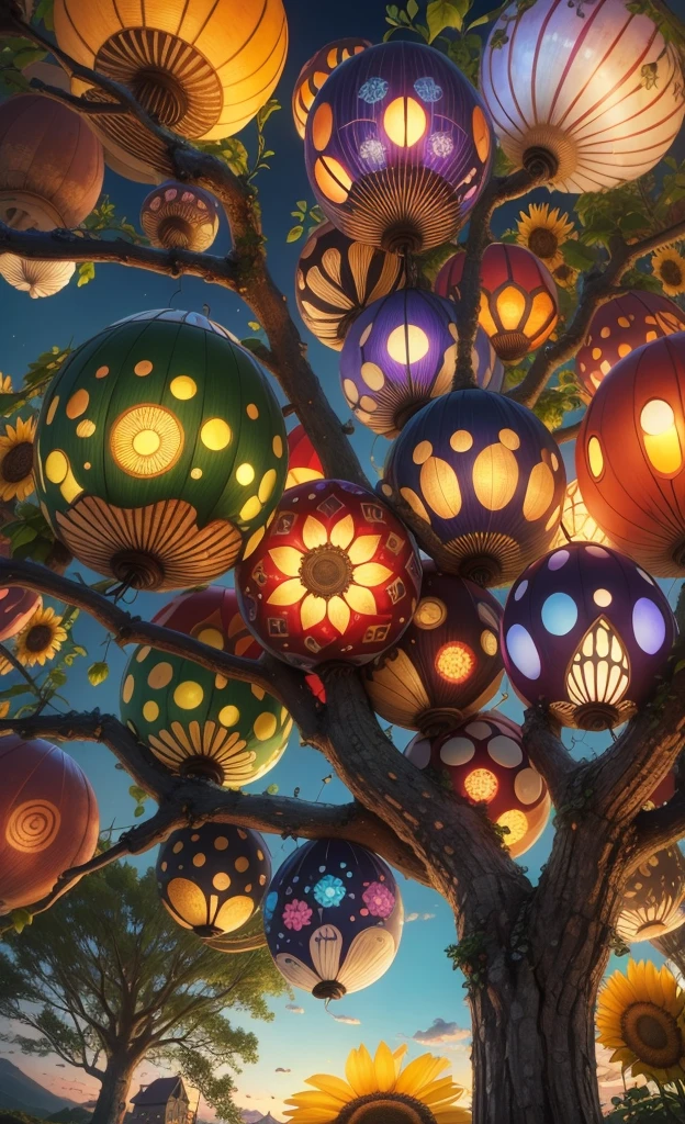 Light up the colorful mushroom forest,world in a bottle,A fairyland-like hideaway,Colorful mushroom house,a fairy world,夏天,Seafront,Rios,tree house,sunflower fields,lavender,mountain ranges,mountain peak tree,a small medieval village, Italy, Vera, medieval town, medieval village, 幻想Italy, quaint village, Italy杰作, medieval coastal village, medieval town景观、Cobblestone road、View from the street、Behold