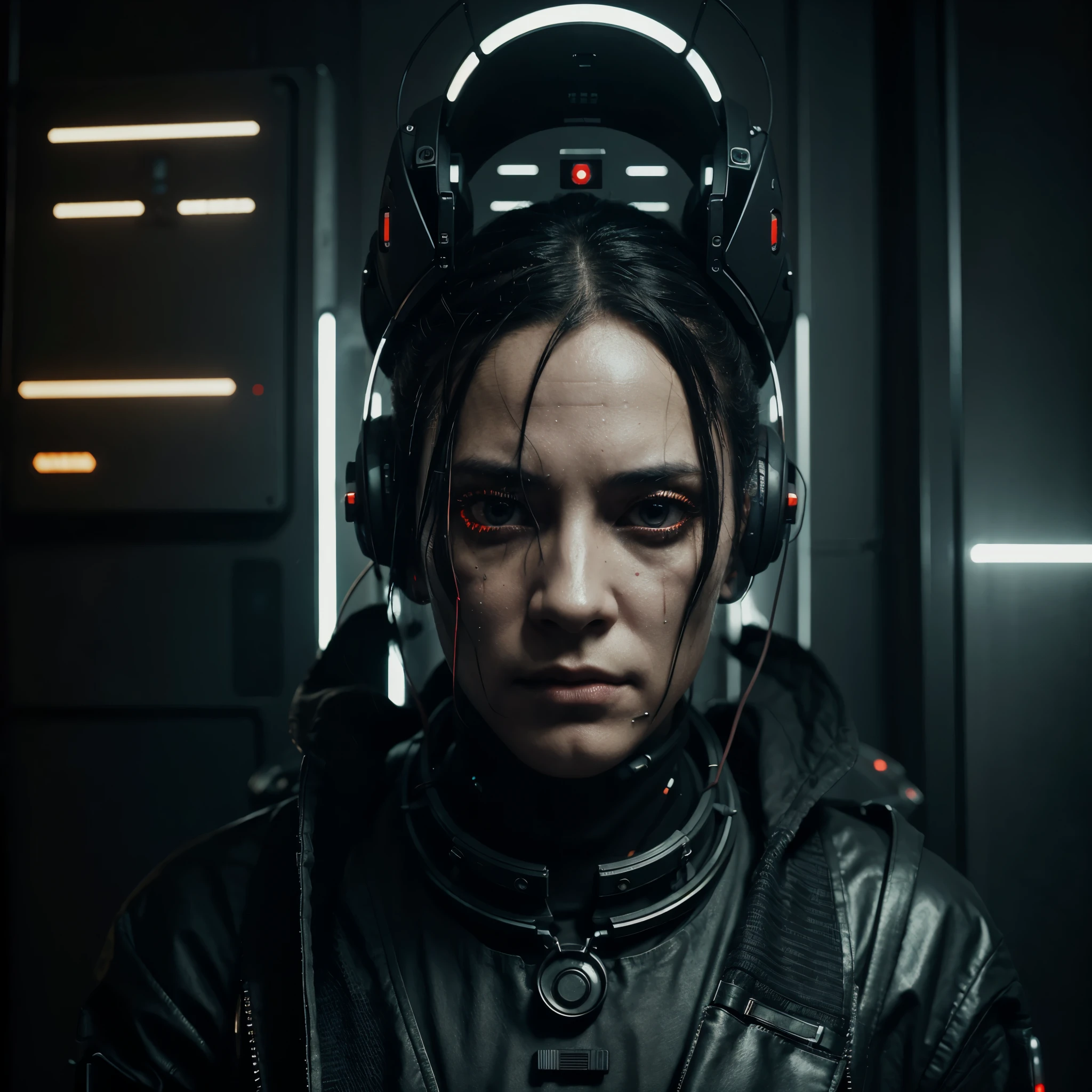 a woman, astronaut suit, on the planet Mars, (meteorites falling:1.5), movie scene, <lora:nickinicole:1>