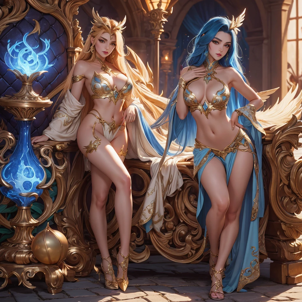 portrait, (full body), 1 hot woman, sexy, with angelic face, (detailed facial features), with long hair, sculpted body, usando uma fantasia sexy, Estilo League of Legends, Ideal style, (in the enchanted kingdom), magic, Realistic photo, best quality, 8k resolution, HDR, full body photo,