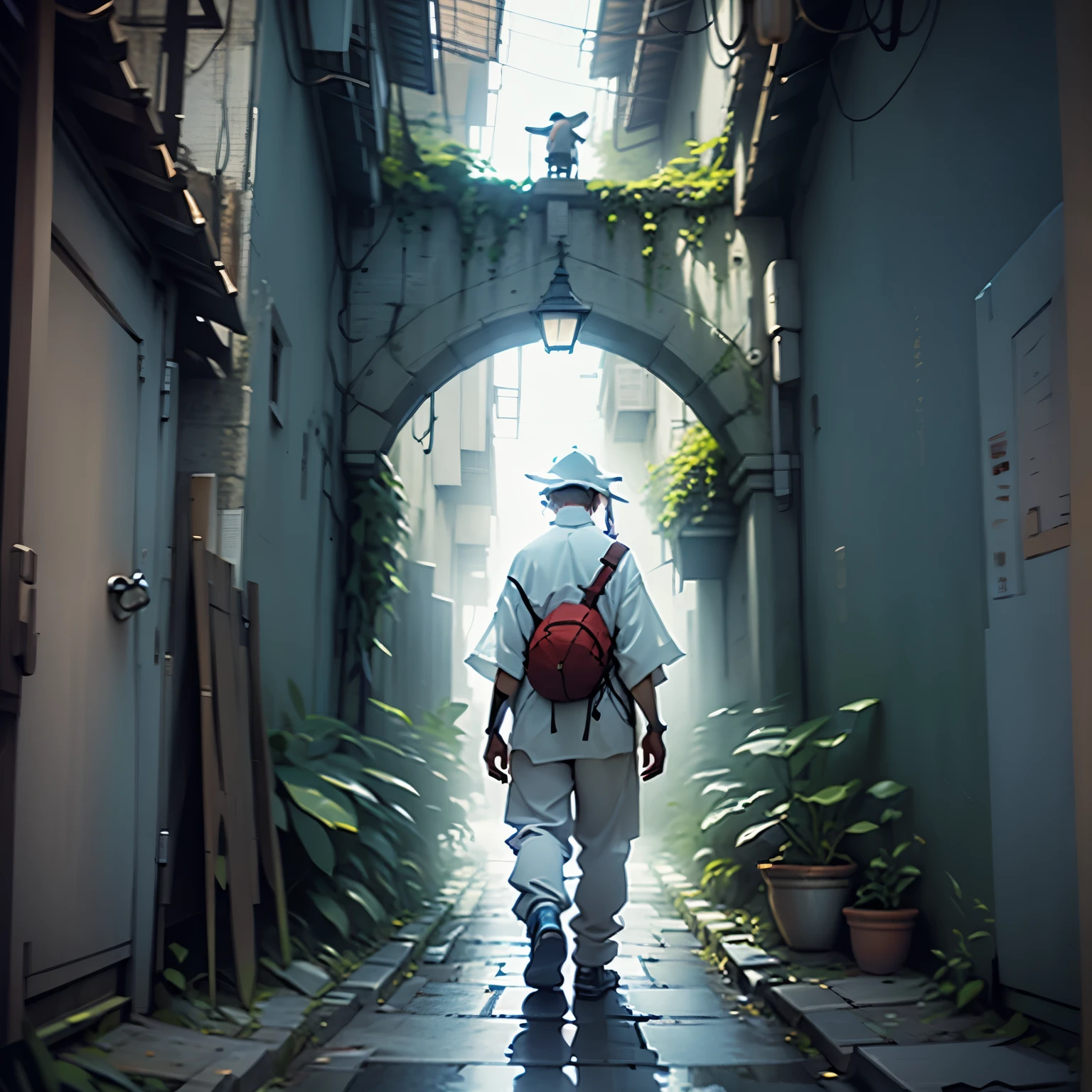 dreamy picture with a shy person from the back