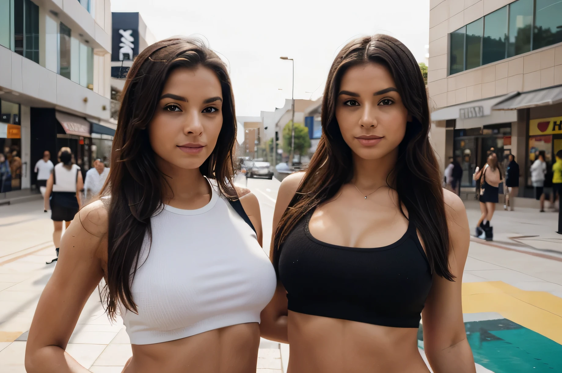 2 hot athletic girls at the mall